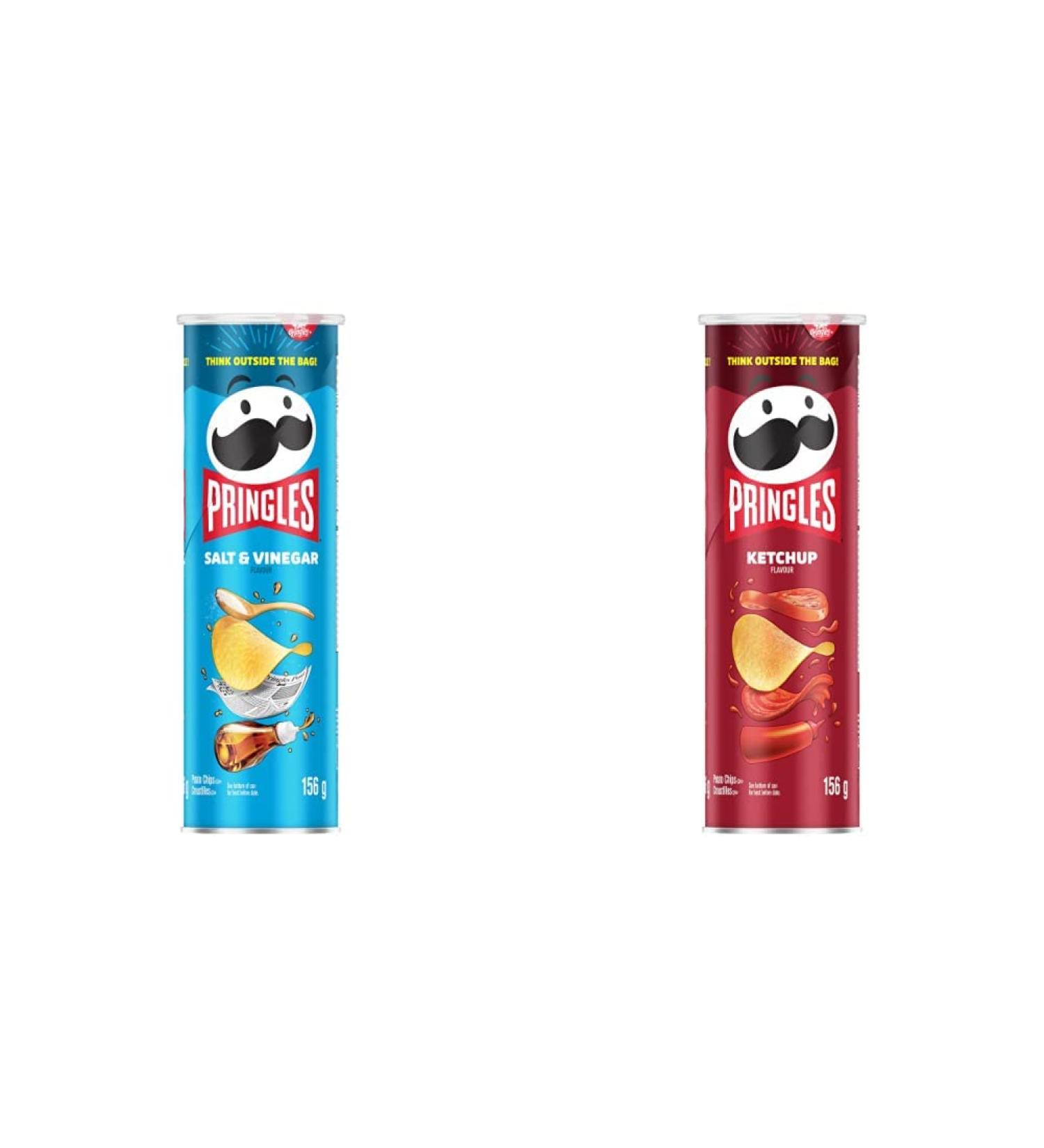 Pringles Salt and Vinegar Chips 156 Grams & Potato Chips Ketchup 156 Grams Chips + Potato Chips Ketchup Salt & Vinegar 156 g (Pack of 1)