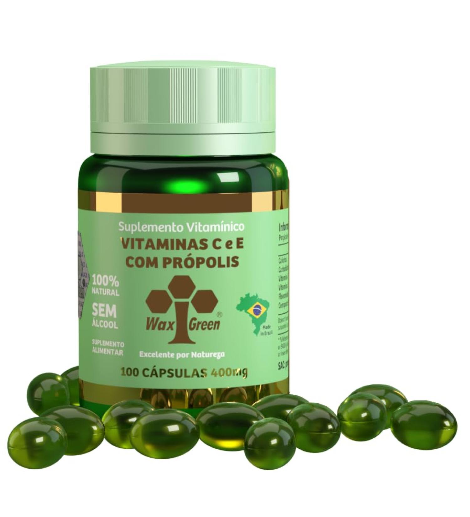 6 Bottles of Wax Green Brazil Bee Propolis Vitamin C with E 300mg (100 softgel) - Buy Online on GoSupps.com