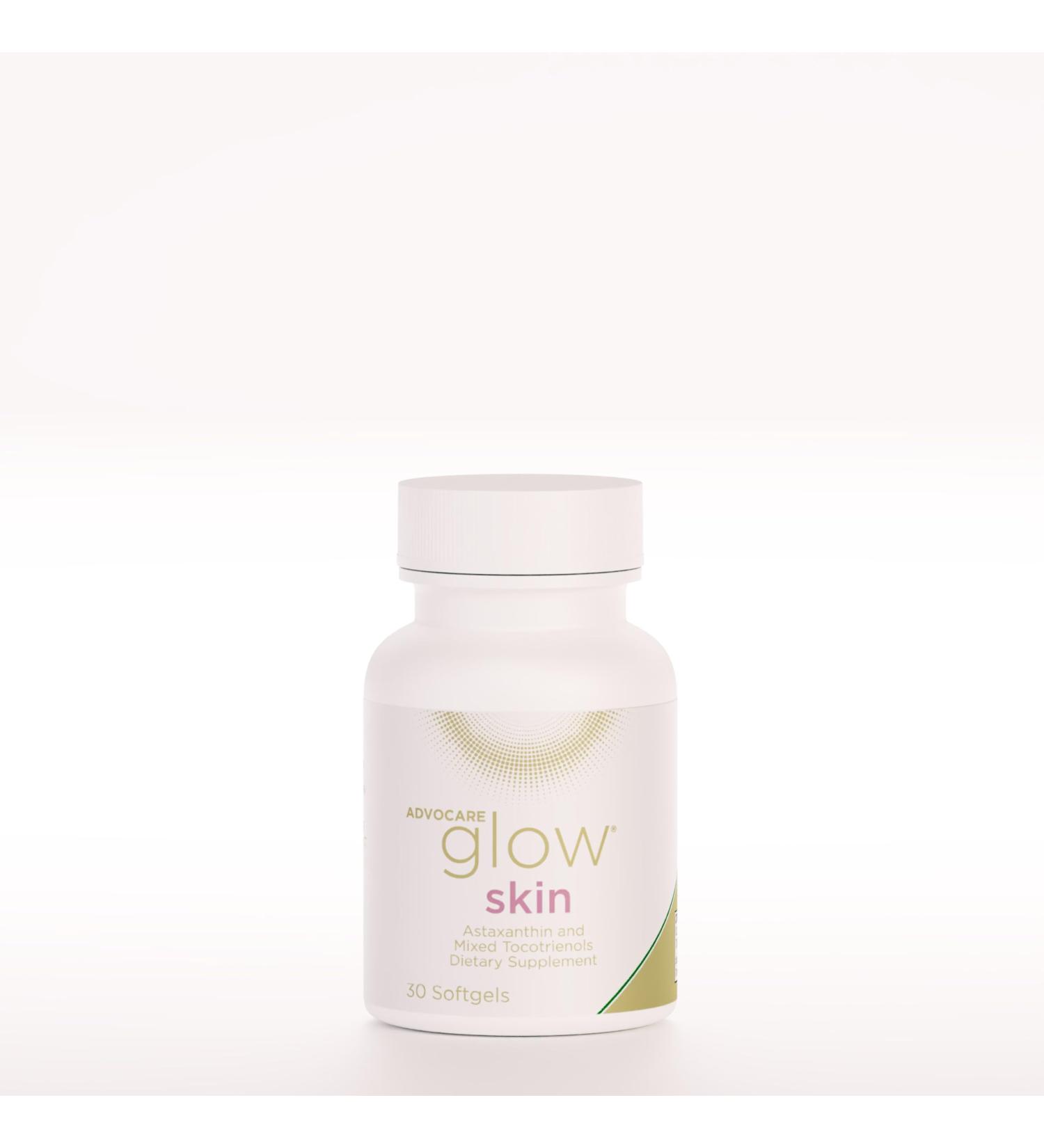 AdvoCare Glow Skin - Glowing Skin Care Supplement with Astaxanthin Carotenoids Tocotrienols & Vitamin E - Supports Healthy Skin Hair & Nails* - 30 Softgels - Buy Online on GoSupps.com