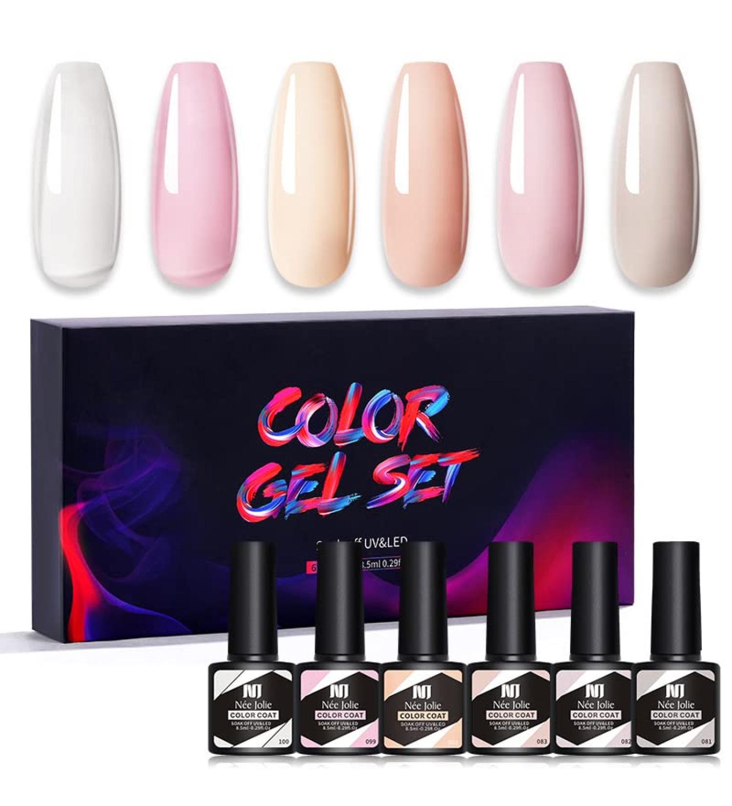 Gel Nail Polishes 6 Colors Nude Pink Gel Polish Set Soak off UV/LED Gel Nail Polish Long Lasting Gel Varnish Manicure Gift For Woman Nudepink - Buy Online on GoSupps.com