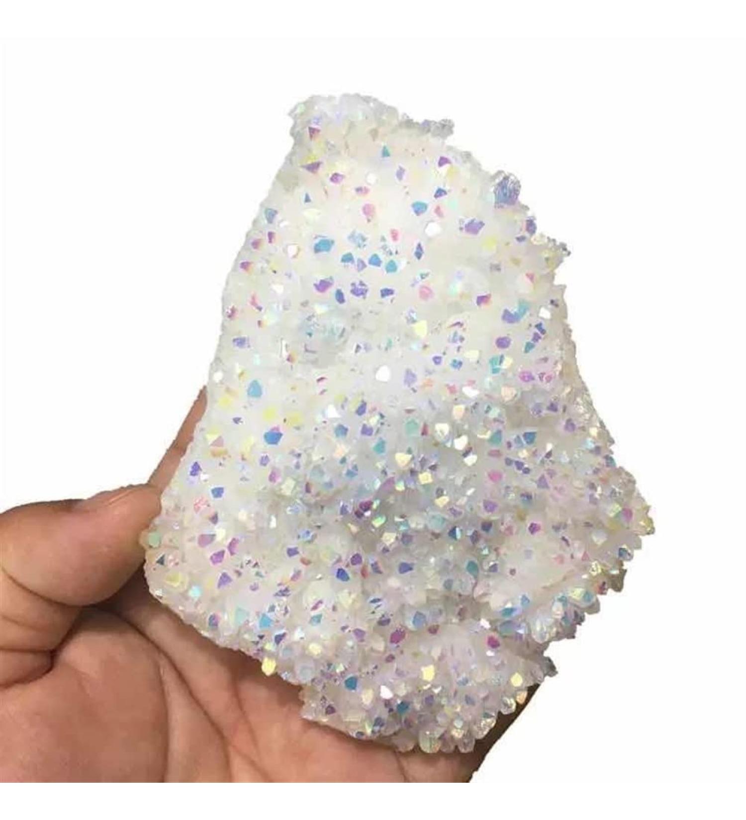 200g-280g Natural Rainbow White Aura Angel Quartz Crystal Stone Cluster 1pc HOMEZHOU - Buy Online on GoSupps.com