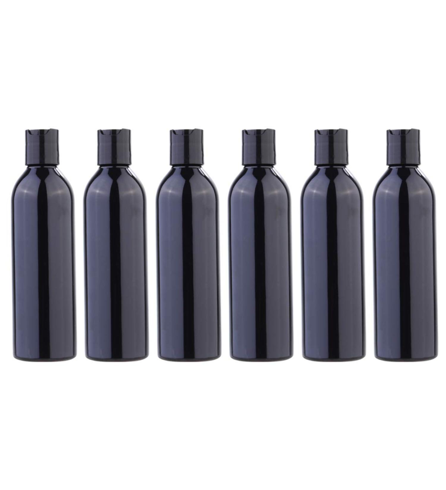 Fomiyes 250ml Refillable Pumping Bottles - 6 Pack Black Shampoo & Cosmetic Bottles with Flip Cap for Lotions & Creams - Ideal for Travel & Home Use - Buy Online on GoSupps.com