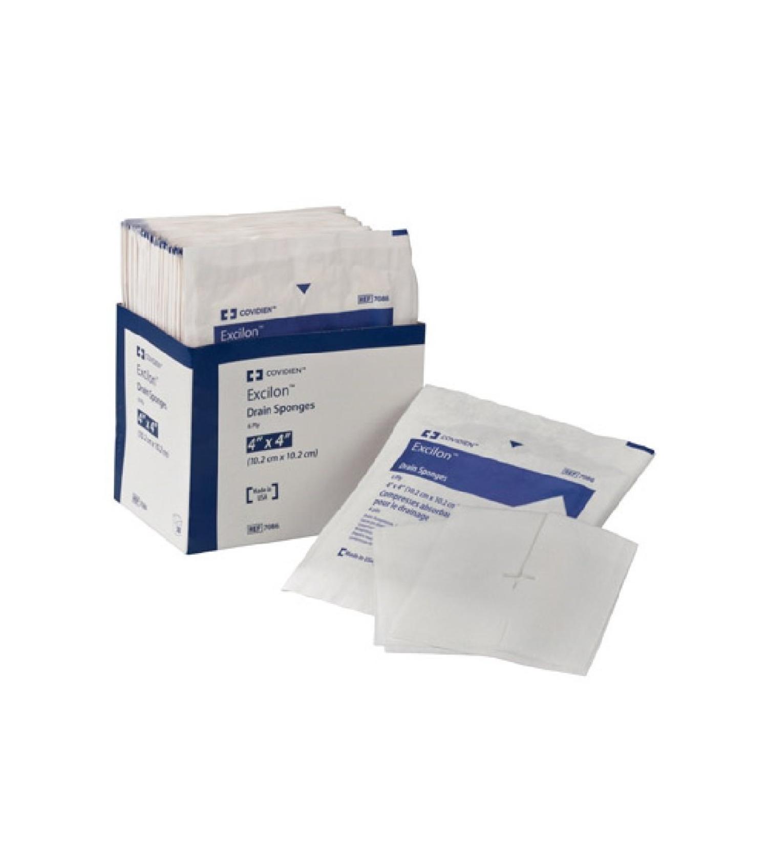 Kendall/Covidien - Excilon Non-Woven Split Drain/I.V Sponges (Gauze, Sponge, 4 X 4 6-Ply, Sterile) BX/25-2 sponges per Pack, 25 Packs per Box totaling 50 by Kendall/Covidien