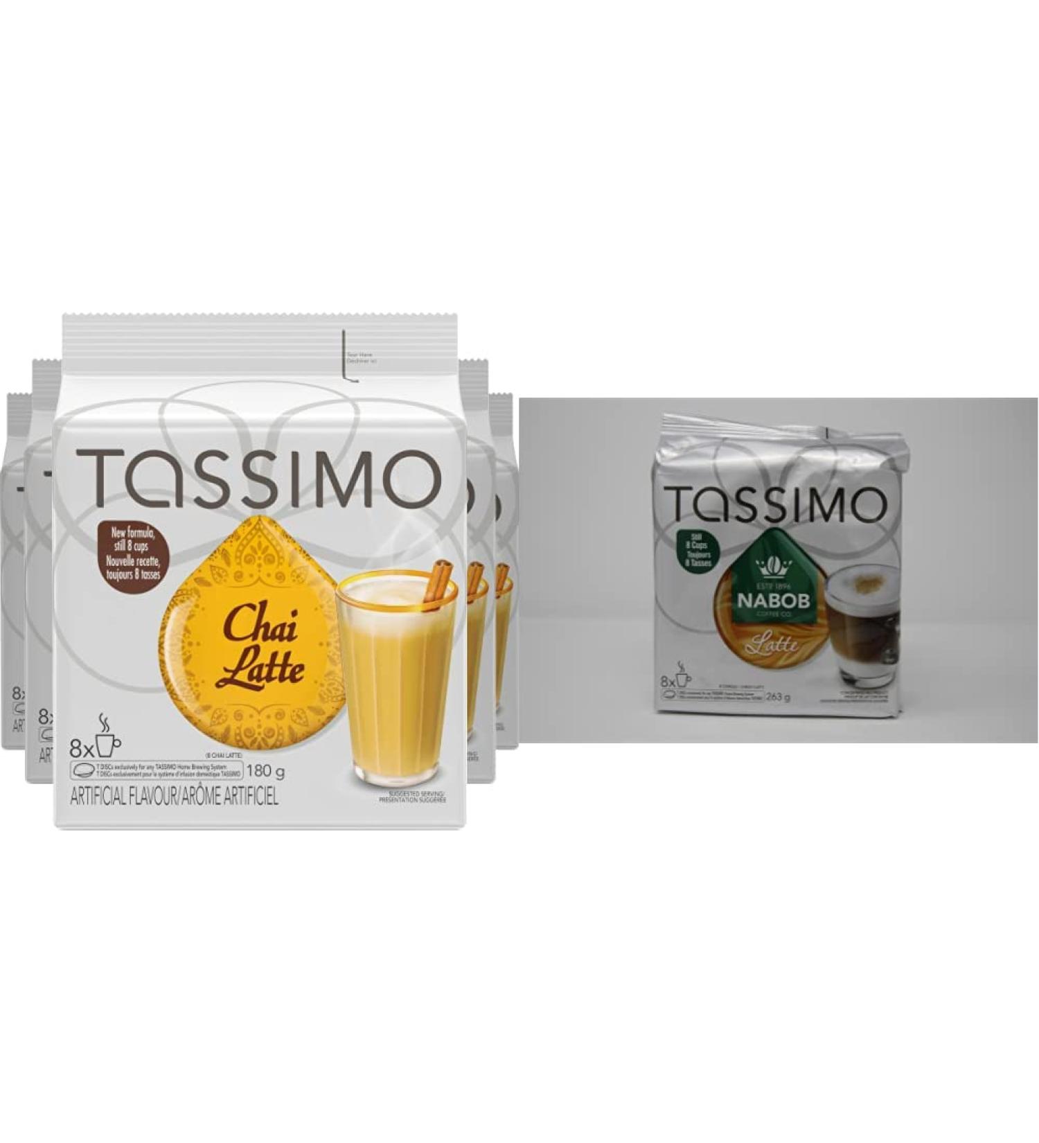 Tassimo Chai Tea Latte Single Serve T-Discs 180g (Pack of 5) & Nabob Latte Coffee Single Serve T-Discs 263g - Buy Online on GoSupps.com