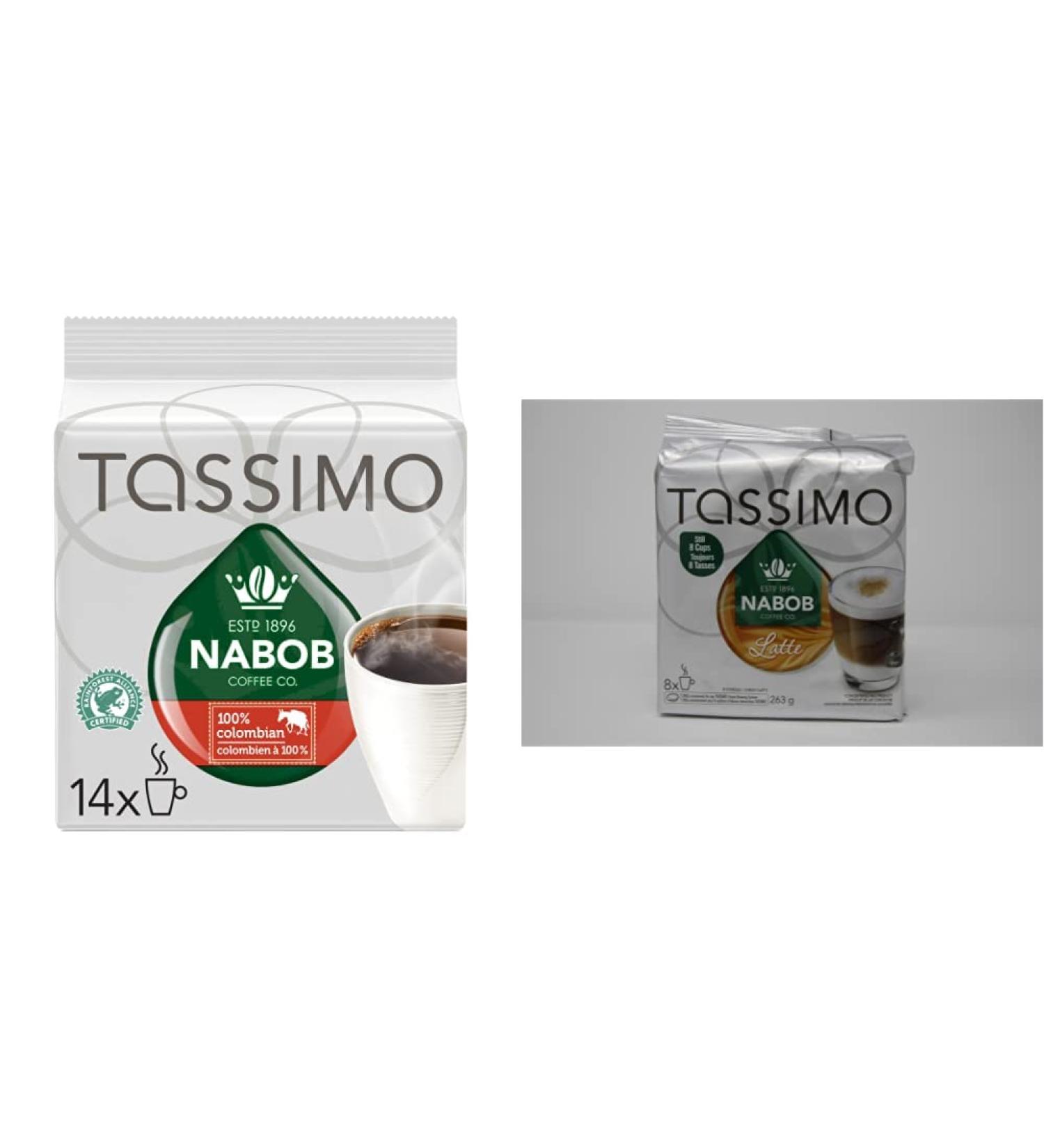 Tassimo Nabob 100% Colombian Coffee Single Serve T-Discs 110g & Nabob Latte Coffee Single Serve T-Discs 263g - Buy Online on GoSupps.com
