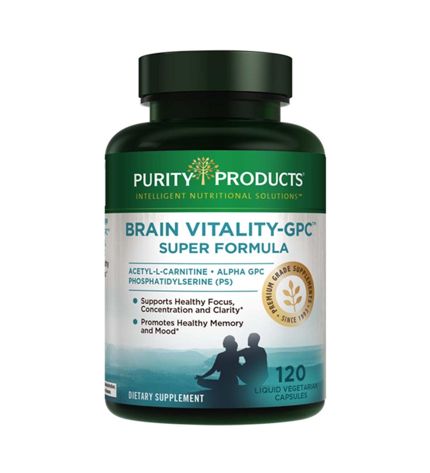 Purity Brain Vitality-GPC: Acetyl L-Carnitine HCI + Alpha GPC + Phosphatidylserine - 120 Caps - Mental Clarity & Focus Support - Buy Online on GoSupps.com