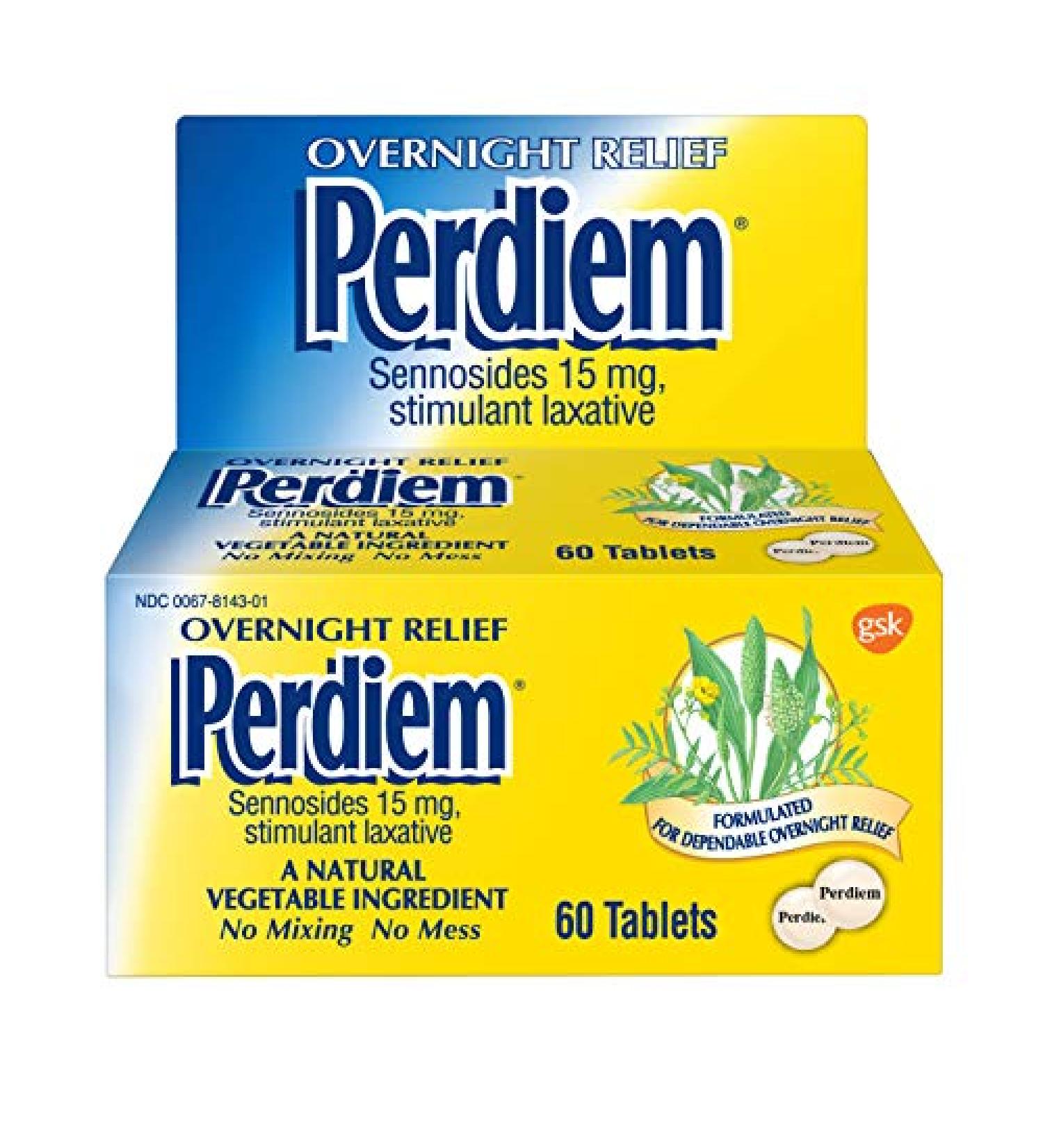 Perdiem Stimulant Laxative Pills 60.0 ea. (Pack of 4) - Fast-acting constipation relief - Buy Online on GoSupps.com