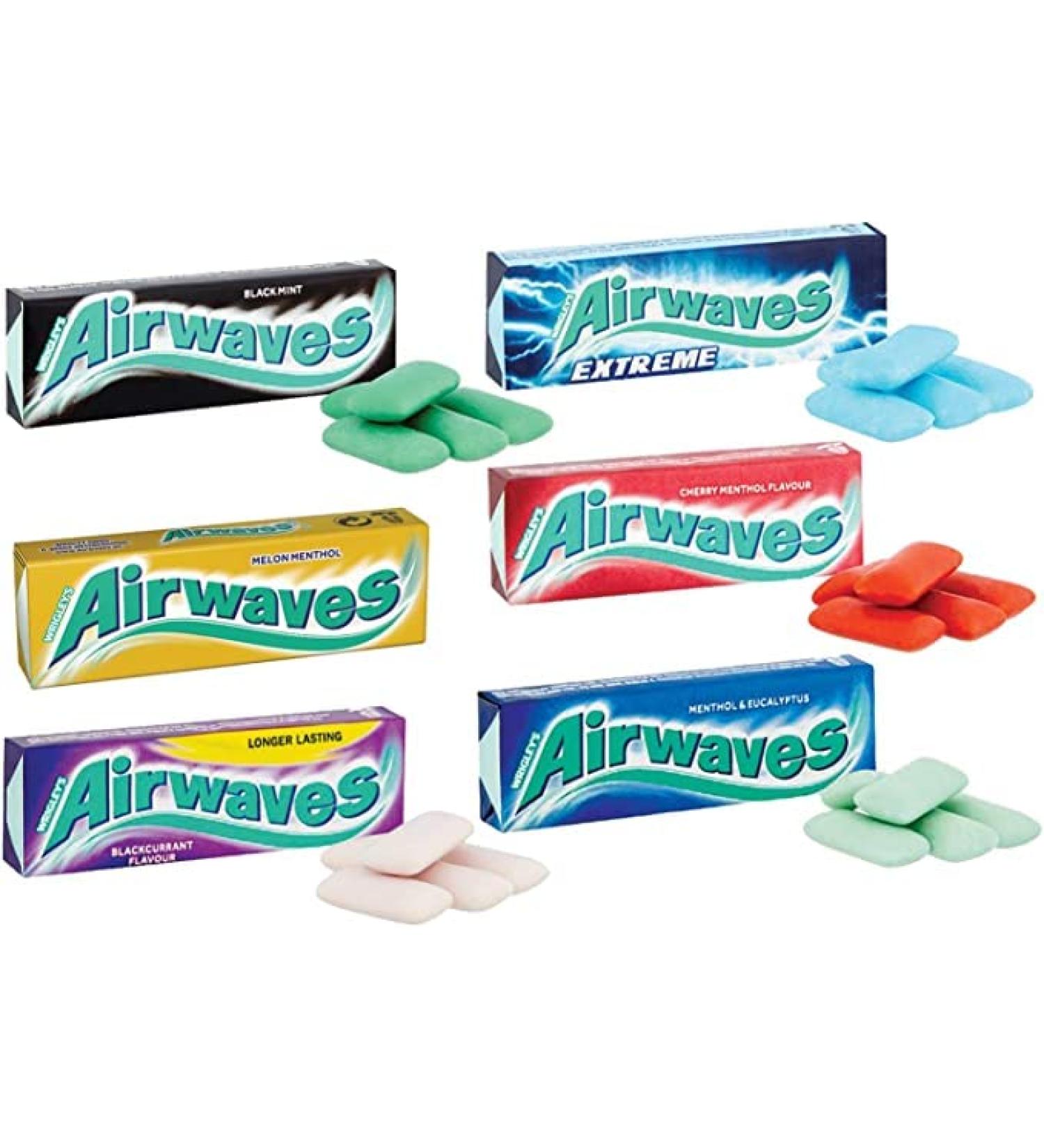 6 Flavors Mixed WRIGLEY'S Airwaves Sugar Free Chewing Gum 30 Pack