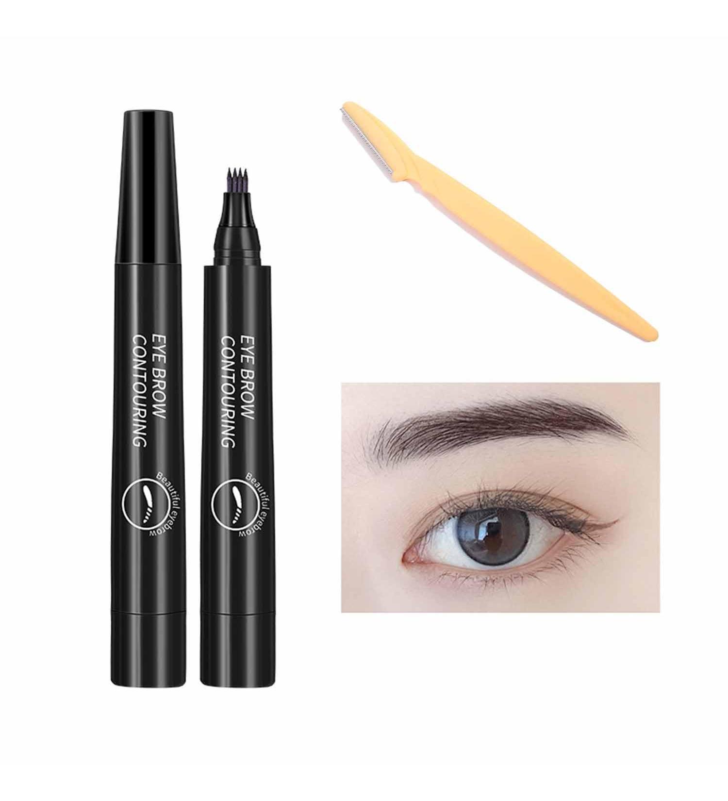 Lightsbetter Waterproof Brow Pen Microblading Eyebrow Pen Lightbetter Eyebrow Pen Natural Precise 4 Point Eyebrow Pencil (Natural black) - Buy Online on GoSupps.com