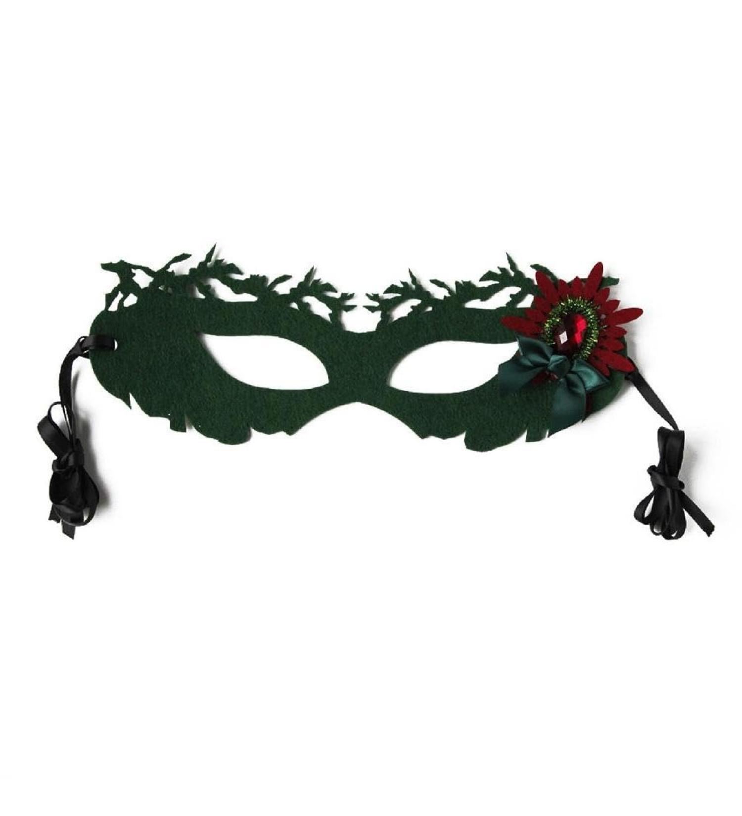 Elegant Green Masquerade With Bowknot And Rhinestones For Christmas Party Stylish Half Face ForestTheme Fashion Shows - Buy Online on GoSupps.com