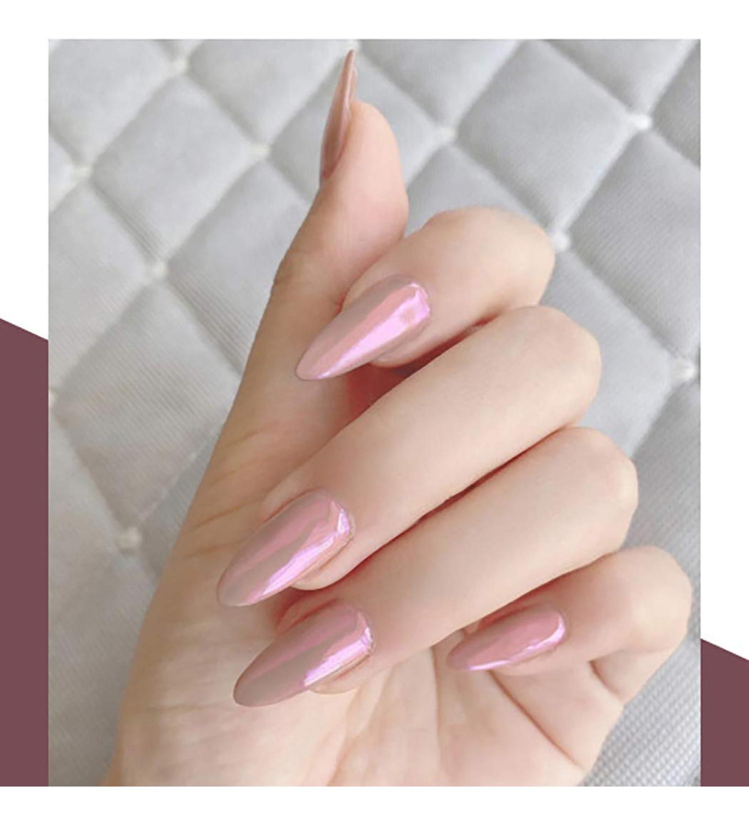 Sethexy Pink Mermaid Stiletto Long False Nails | Sparkle Acrylic Fashion Tips - 24 Complete Coverage Press-On Nails for Women & Girls - Buy Online on GoSupps.com