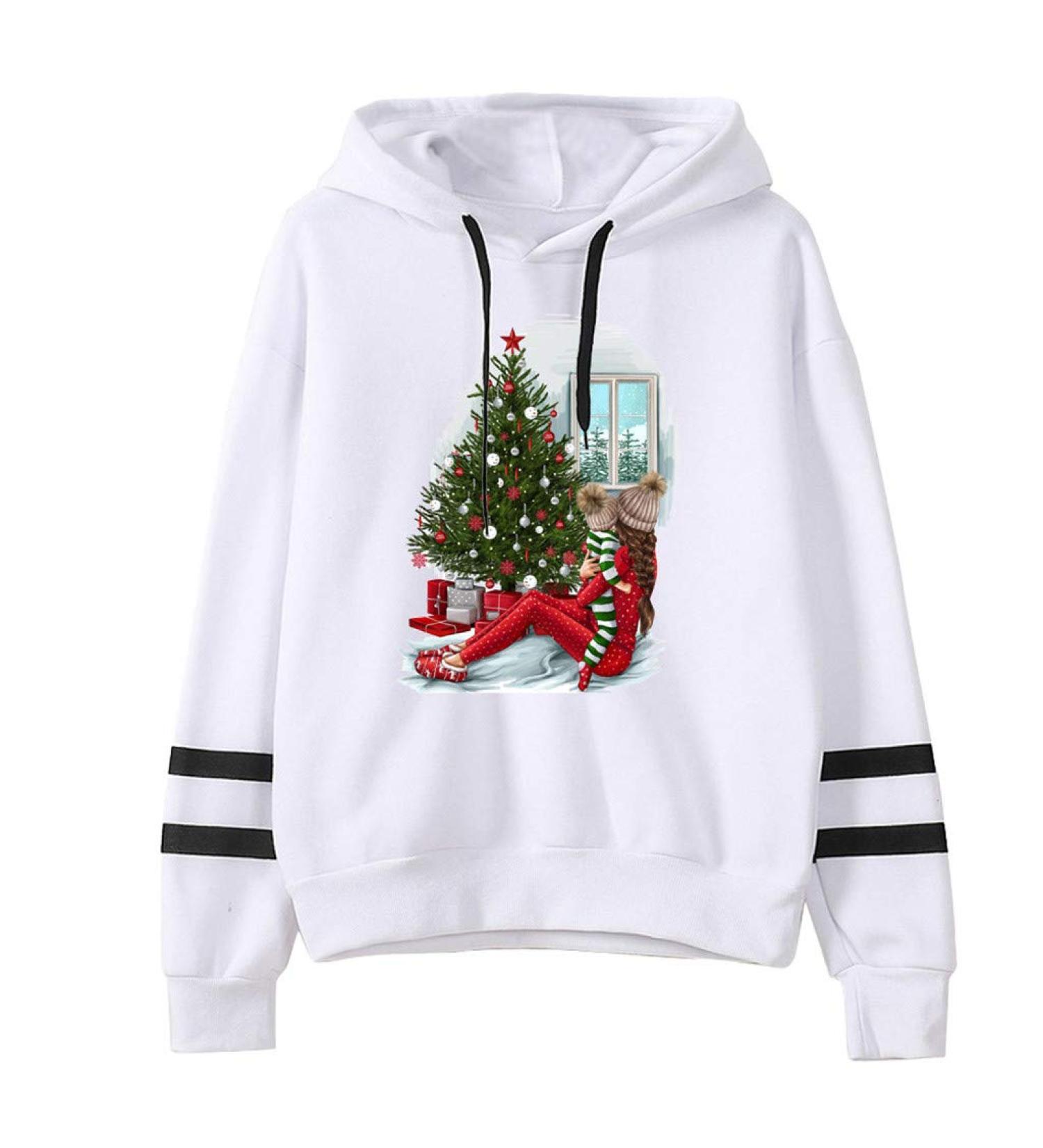 Bigfanshu Womans Fall Clothes Letter Printing Stripe Round Collar Long Sleeves Sweater Tops White