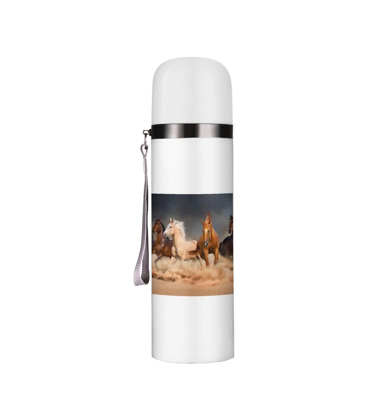 Running Horses Insulated Water Bottle 19 OZ Stainless Steel Travel Mug For Drink Sports Camping Hiking Outdoors - Buy Online on GoSupps.com