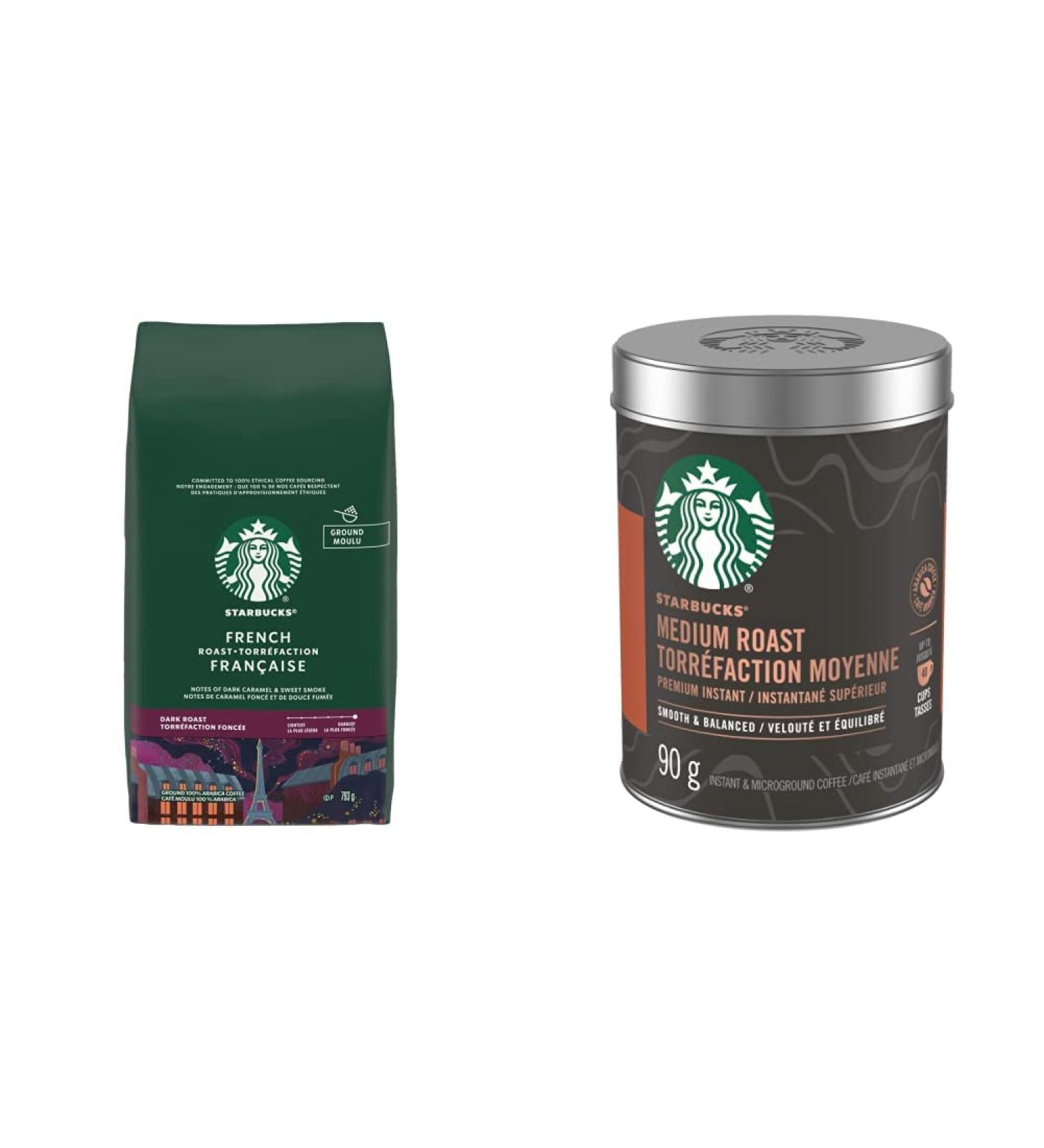 Starbucks Ground Coffee French Roast 793 Grams & Medium Roast Premium Instant Coffee 90 g - Buy Online on GoSupps.com