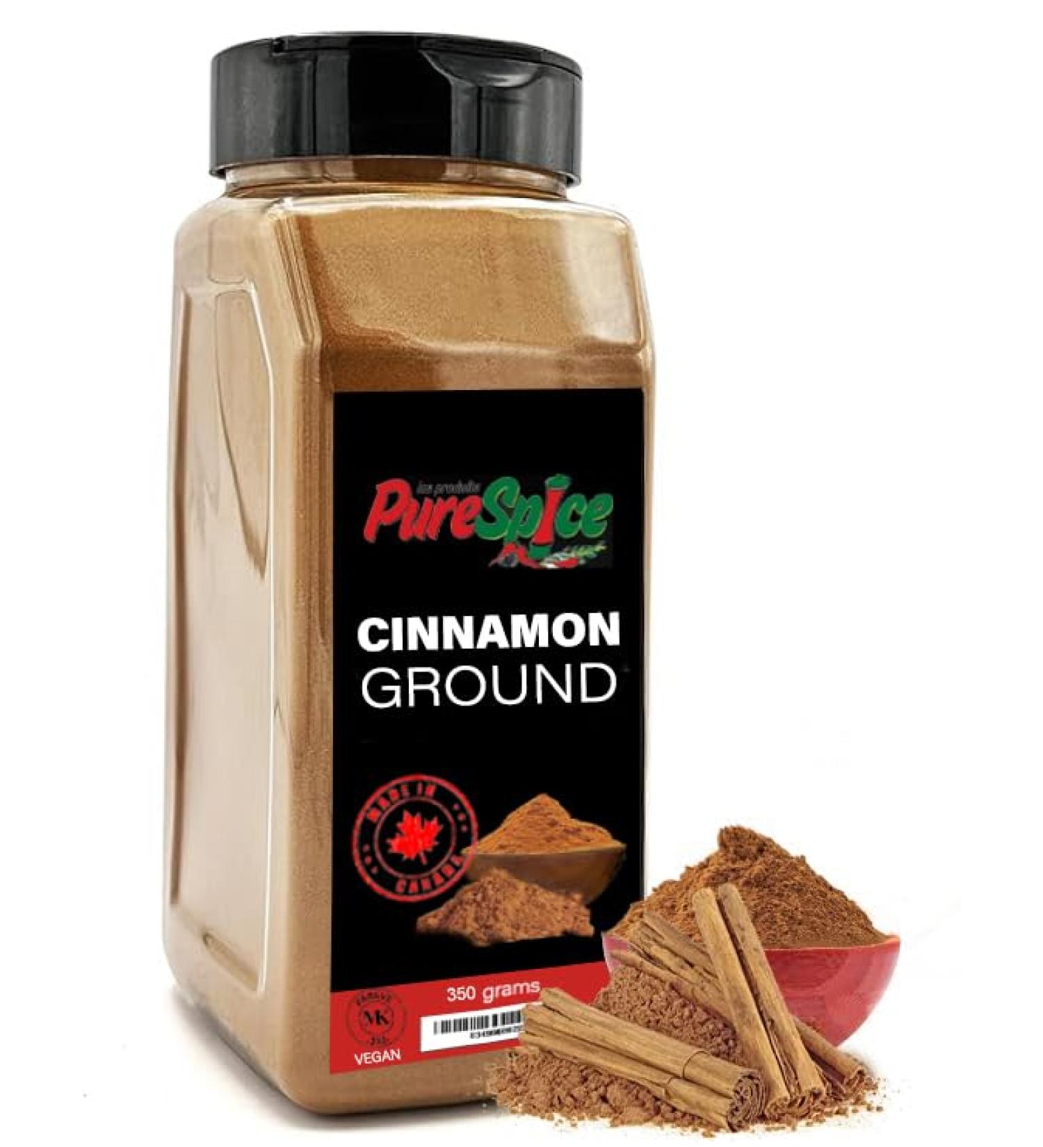 PureSpice Ground Cinnamon Spice 350 Grams | Restaurant Grade Vegan Kosher Powder Seasoning | Premium Flavor for Cooking Meat Steak Rub and Sauce (Cinnamon Ground) - Buy Online on GoSupps.com