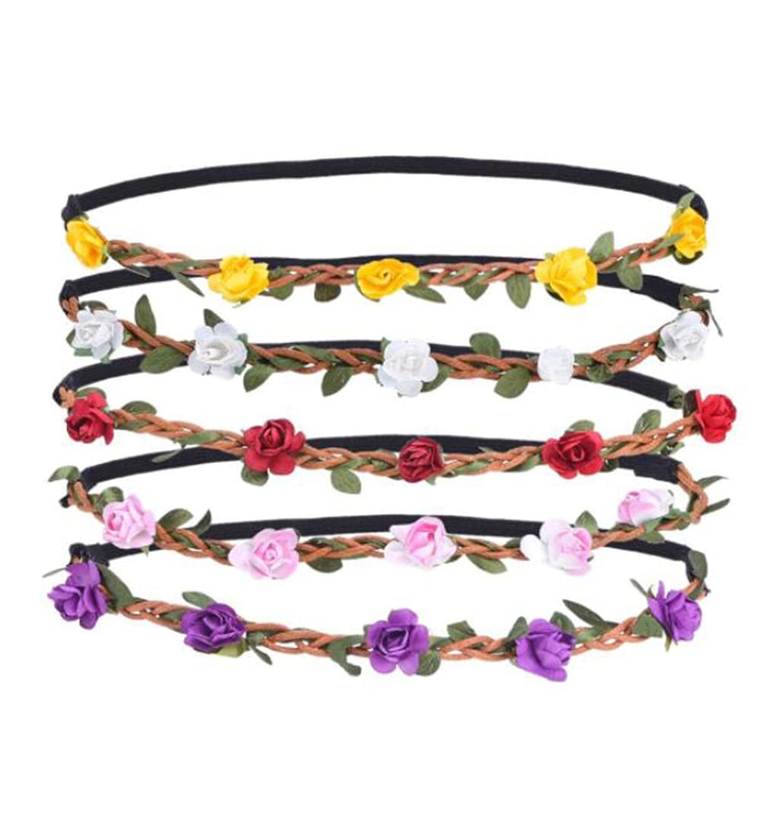 Shop Multicolor Boho Flower Crowns | Elastic Hippie Hair Wreaths for Weddings & Photography - International Shipping - Buy Online on GoSupps.com