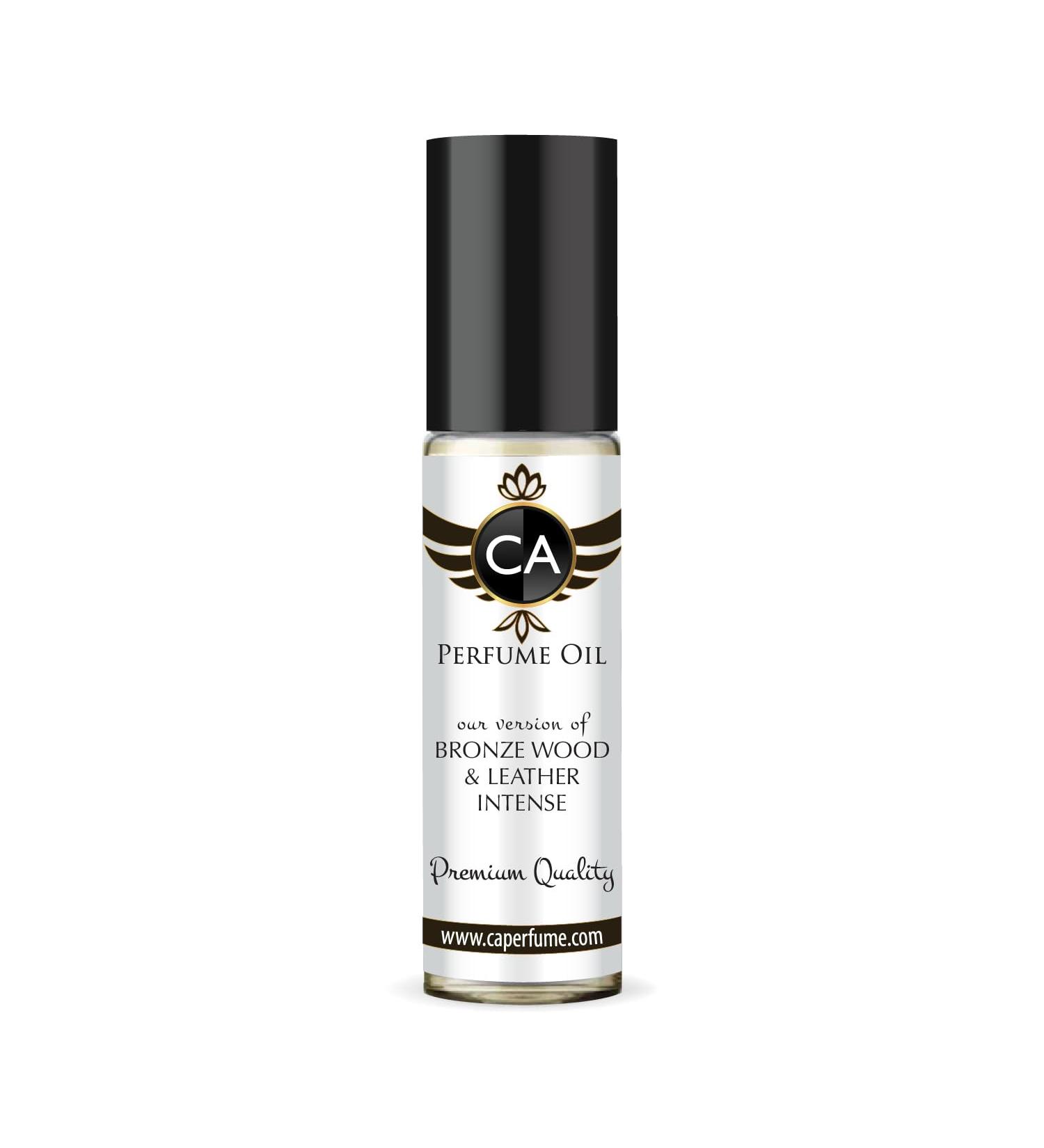 CA Perfume Impression of Jo M Bronze Wood & Leather Intense For Women & Men Replica Fragrance Body Oil Dupes Alcohol-Free EGrand Quality Travel Size Roll-On 0.3 Fl Oz/10ml