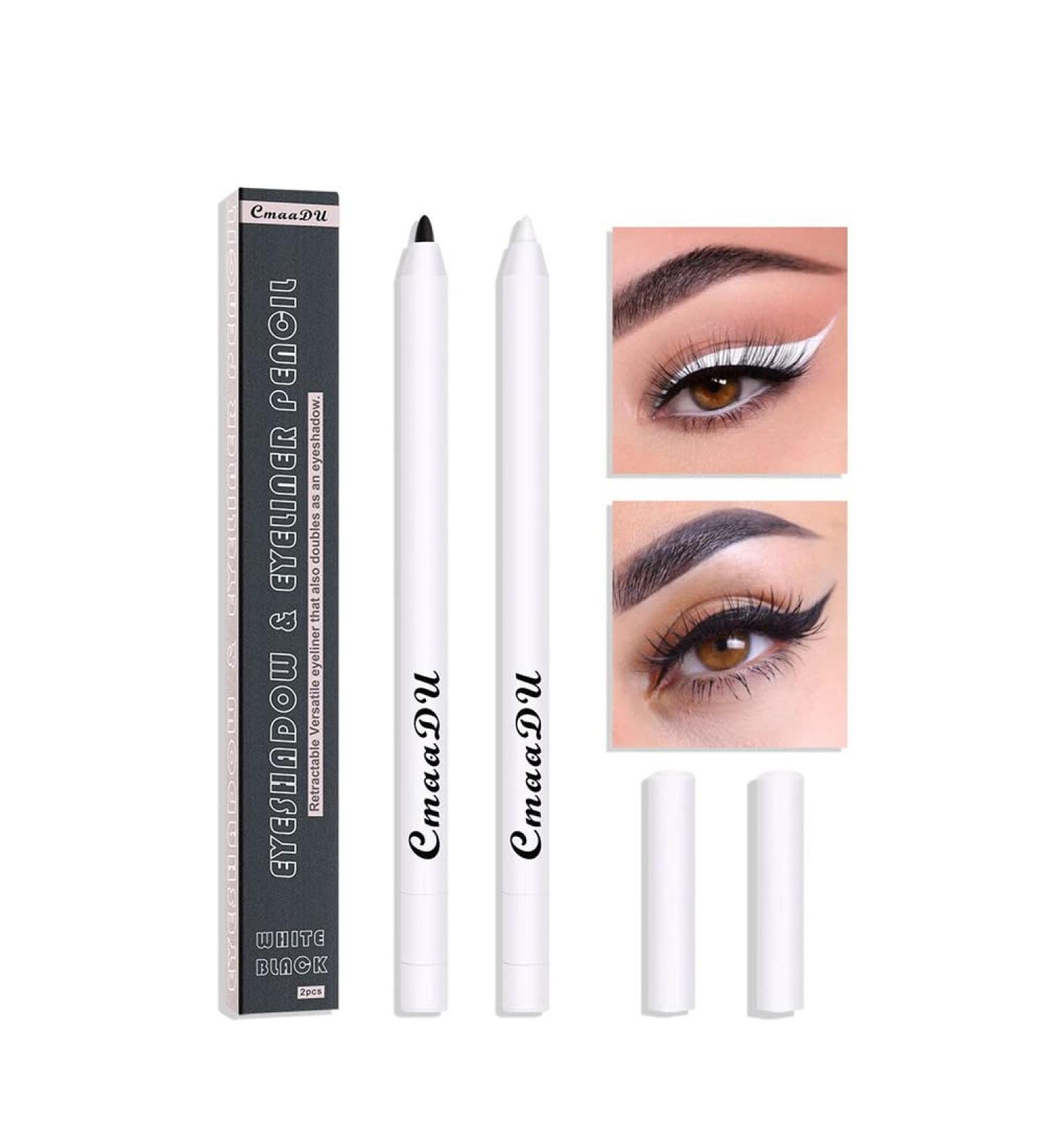 Waterproof Eyeliner Glue Professional Eyeliner Gel Pen Long Lasting Makeup Pen Black Eyeliner and White Eyeliner 2 Colors - Buy Online on GoSupps.com