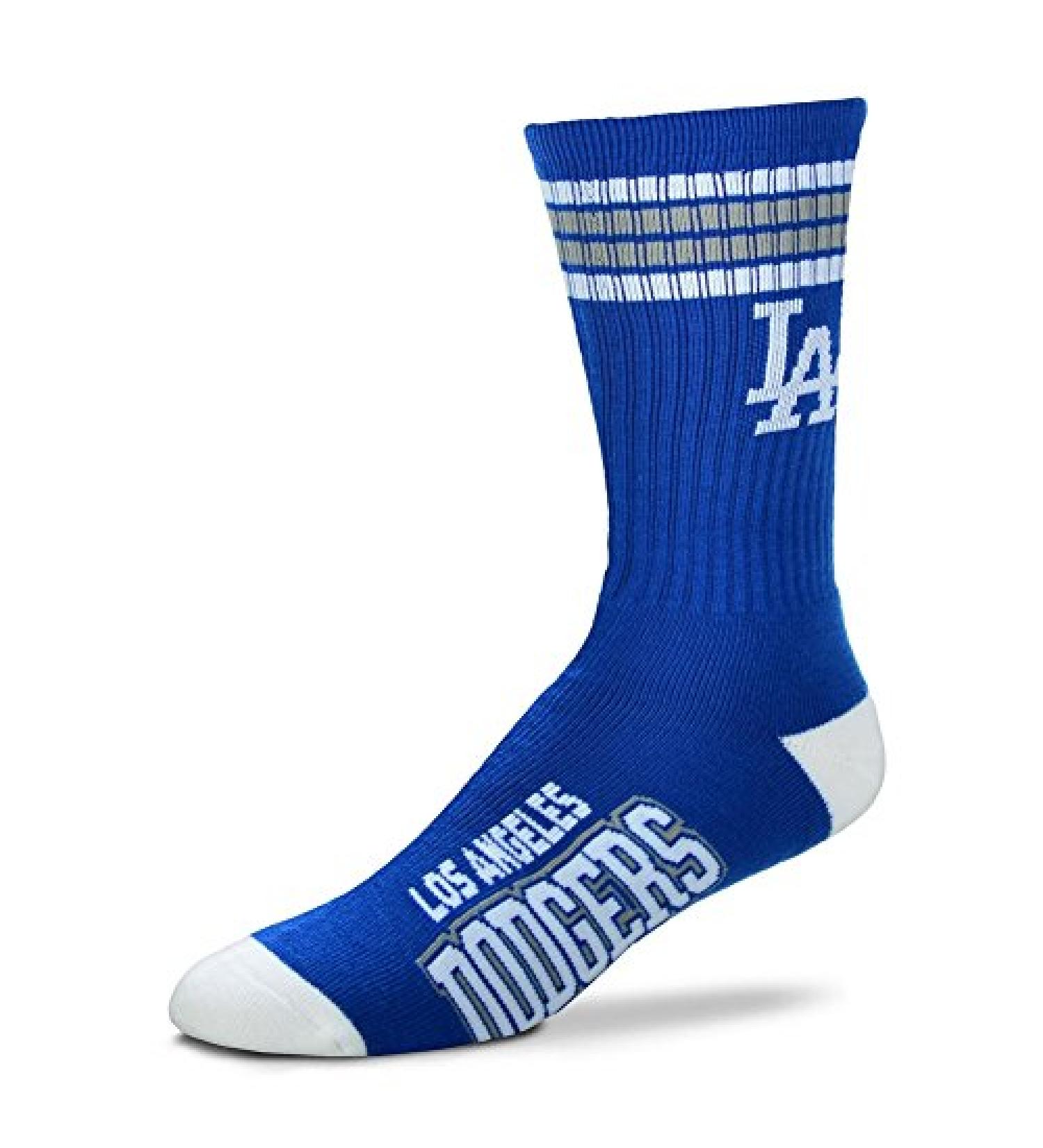 4 Stripe Crew Socks Size 10-13 Large Blue