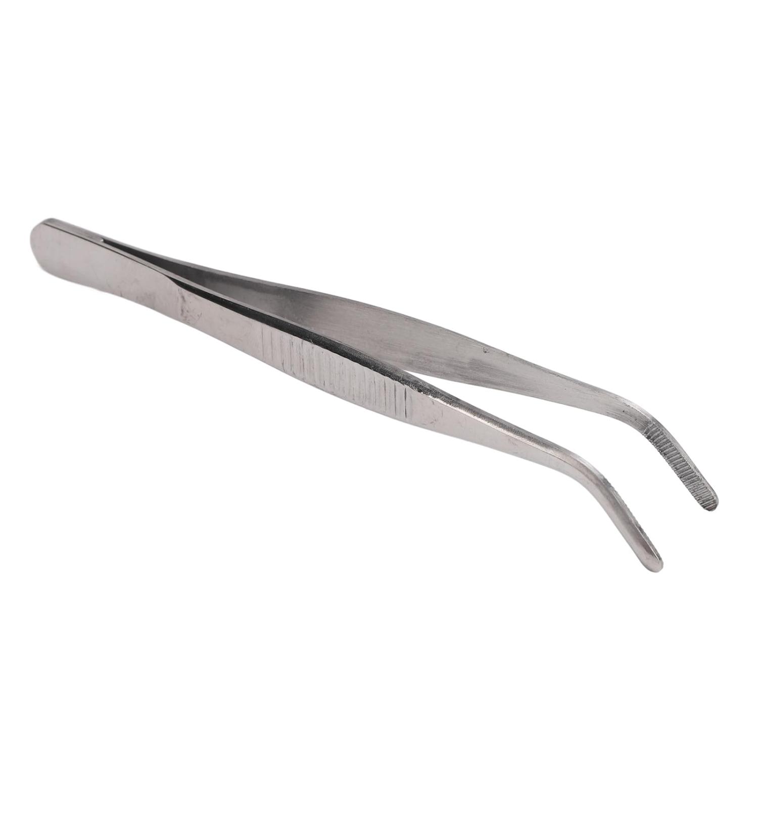 Tweezers Tool Portable Erosion Resistant Stainless Steel Tip Tweezers with Serrated Edge Easy to Clean for Watch Repair Bag (Curved Round Tip) - Buy Online on GoSupps.com