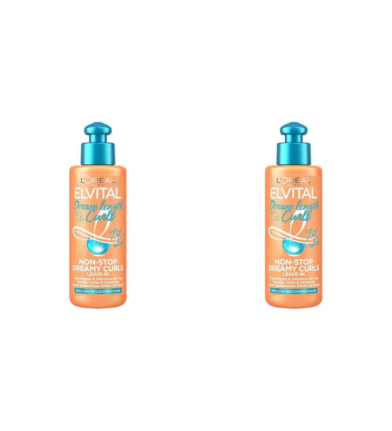 L'Or al Paris Elvital Leave-in Conditioner for defined curls anti-frizz hair treatment for more swing and grip Dream Long Curls Non-STOP Dreamy Curls 1 x 200 ml (pack with 2) 200 ml (2 pack)
