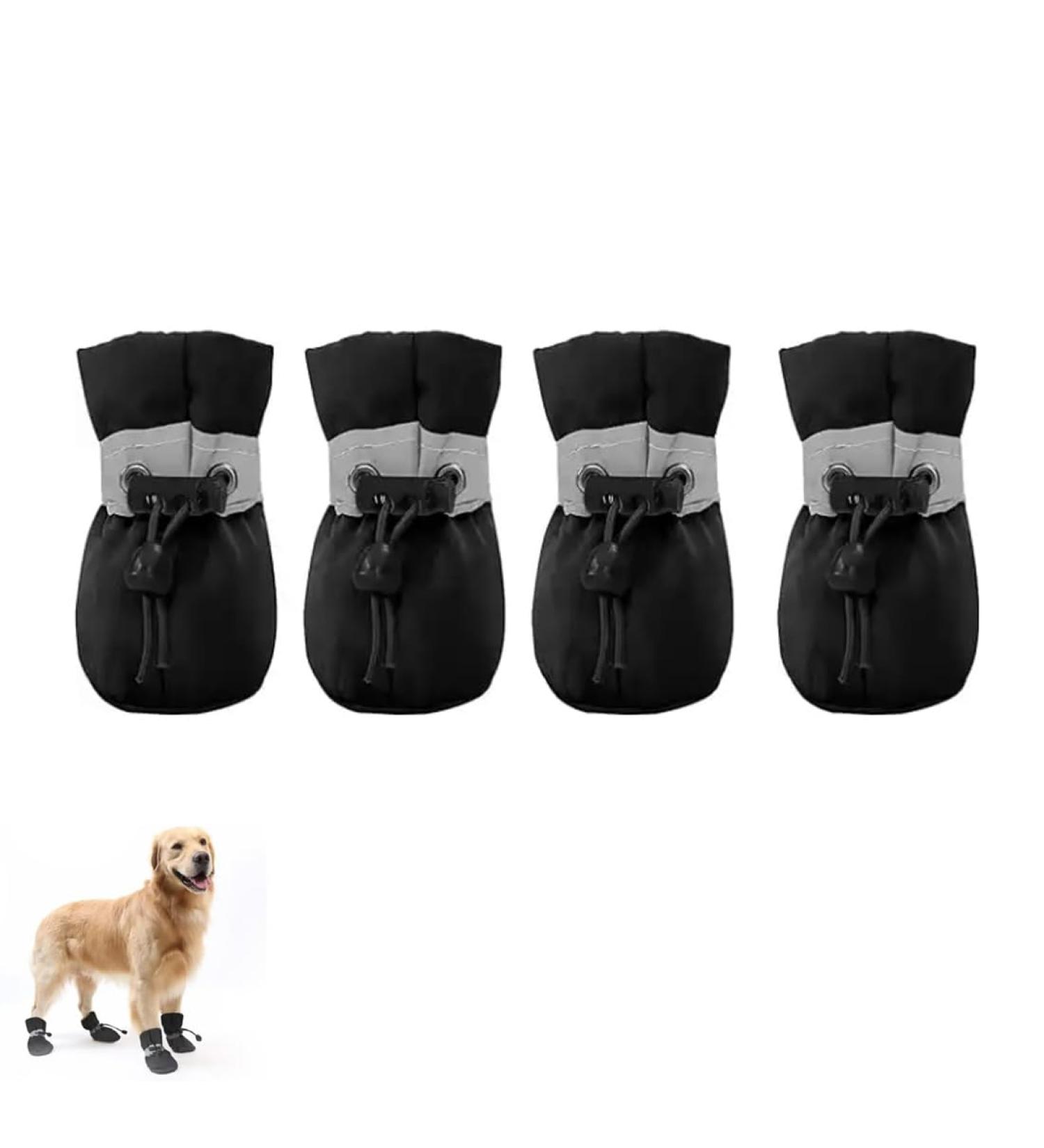 4-Pack Dog Shoes & Socks | Non-Slip Waterproof Protection for Small & Medium Dogs - Black - Buy Online on GoSupps.com