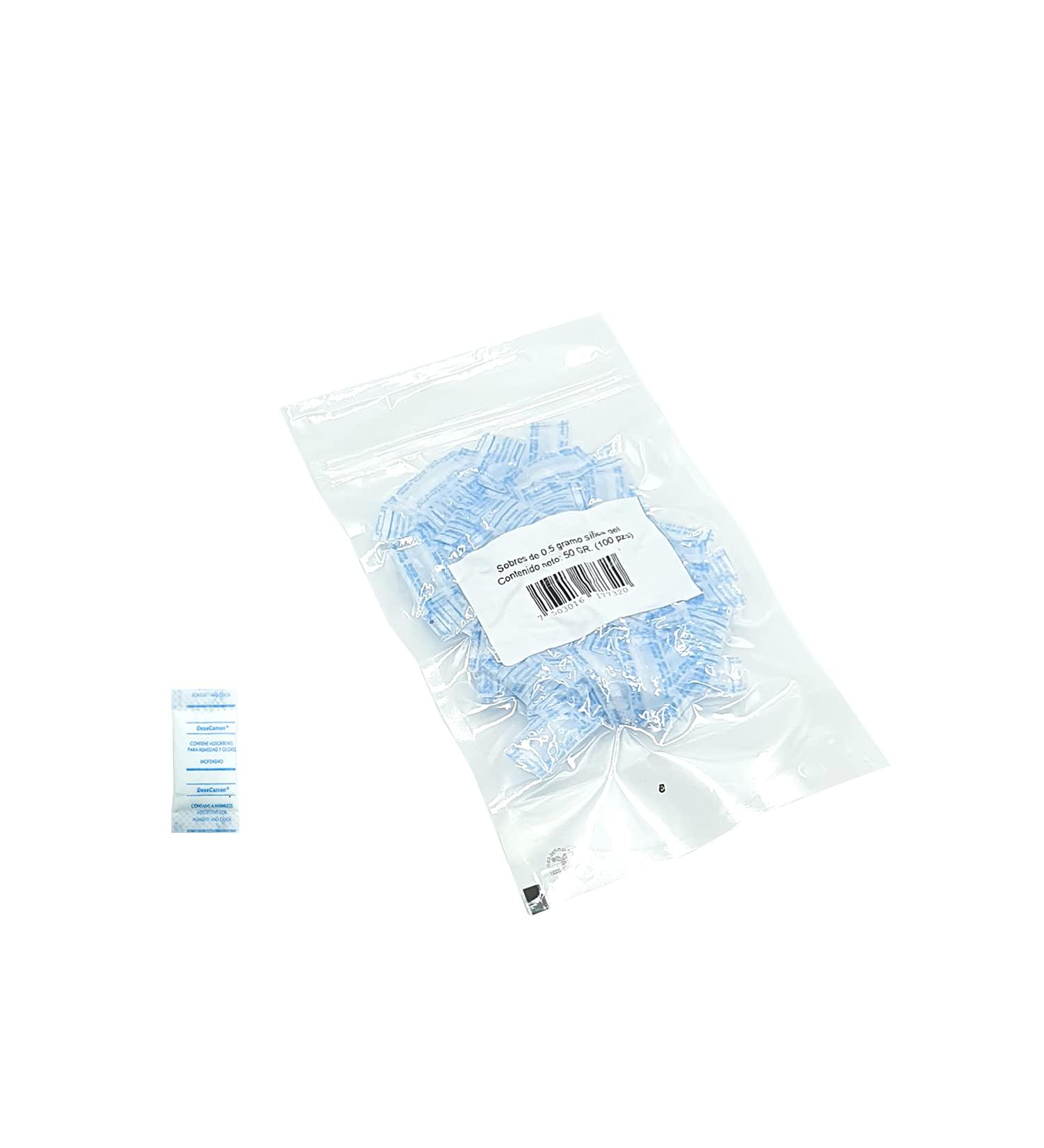 Desecamen Silica Gel Packets - Non-Toxic Food Quality Desiccant & Dehumidifier - Moisture Absorber (100 x 0.5g) - Ideal for Safe Storage - Buy Online on GoSupps.com