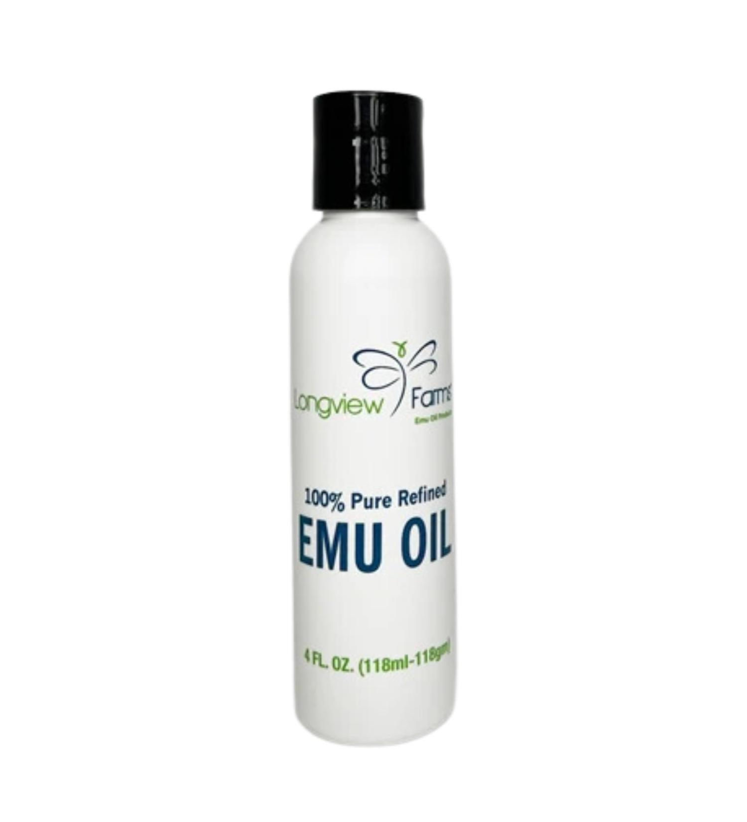 Longview Farms Emu Oil for Hair and Body - 100% Pure & Refined Emu Oil for Skin & Hair Care | Premium Quality Hydration & Nourishment | 4 Fl. Oz 4 Fl Oz (Pack of 1) - Buy Online on GoSupps.com