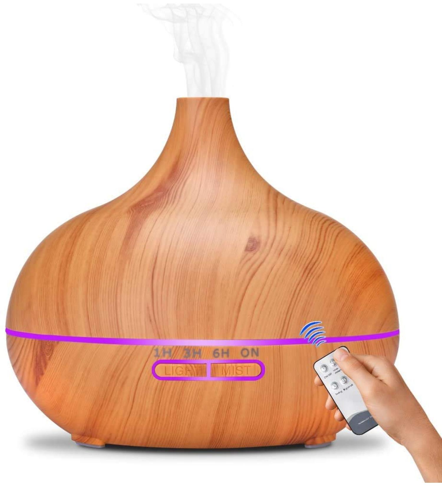 Essential Oil Diffuser Aromatherapy Humidifier Diffuser for Essential Oils with 7 LED Light Colors Timer and Auto-Off Safety Switch for Bedroom Home - 550ML - Buy Online on GoSupps.com