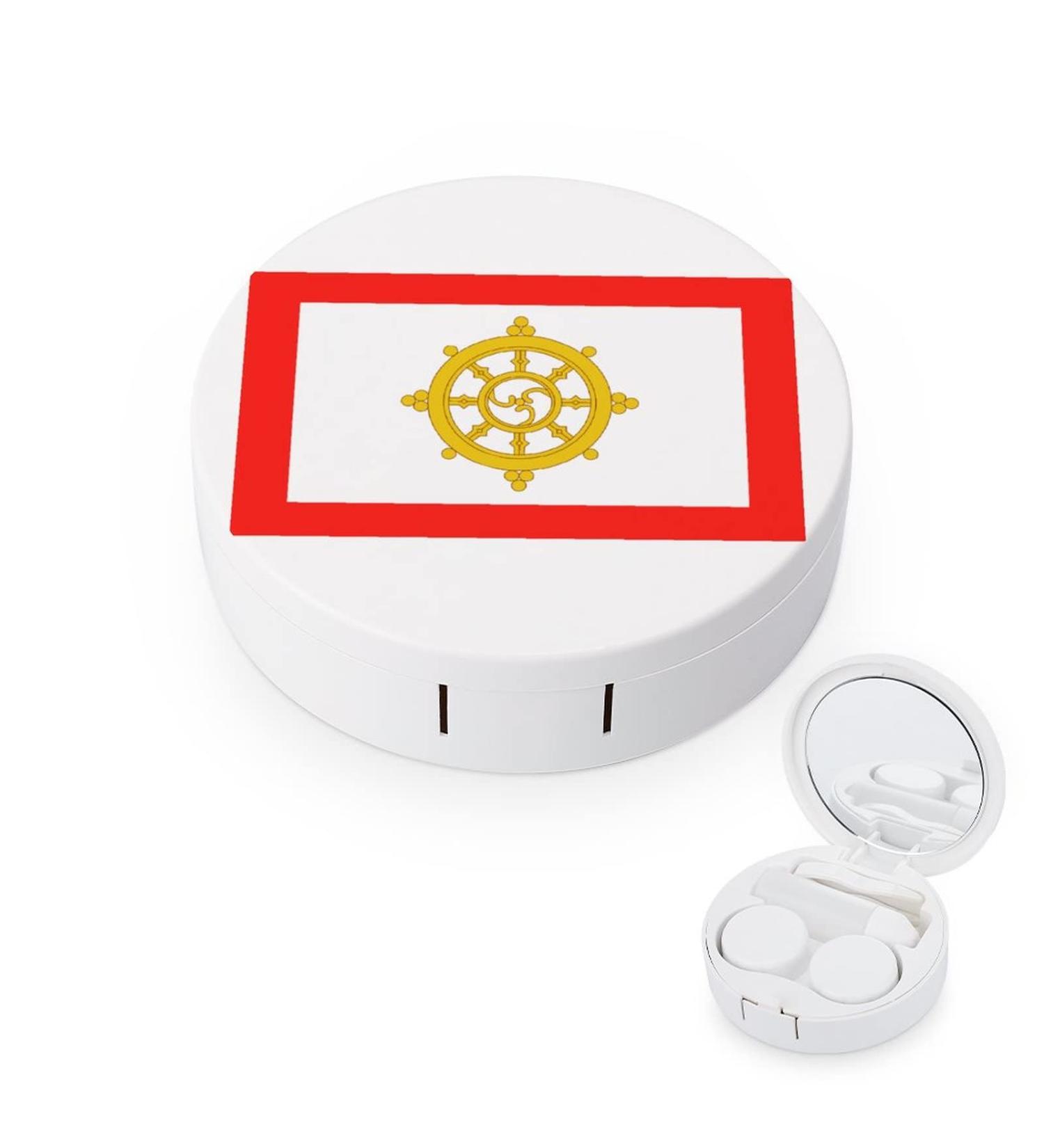 Sikkim Flag Round Case For Contact Lens Kit Storage Box with Mirror Printed - Buy Online on GoSupps.com