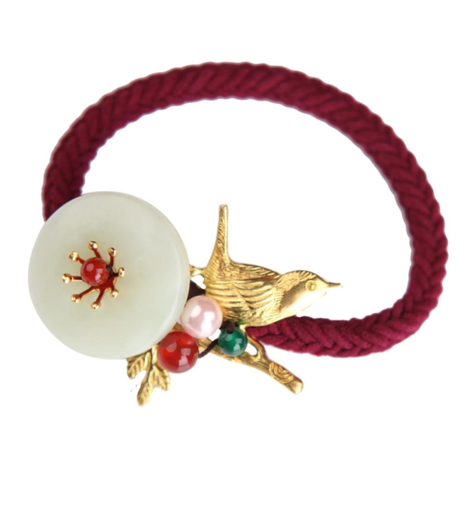 minkissy 1pc Hair Tie Headband Retro Chinese Hair Tie Mini Hair Elastics Pearl Elastic Hair Tie Jade Gemstone Hair Tie Ribbon Ponytail Holder Pearl Headbands Personality Decorate Copper - Buy Online on GoSupps.com