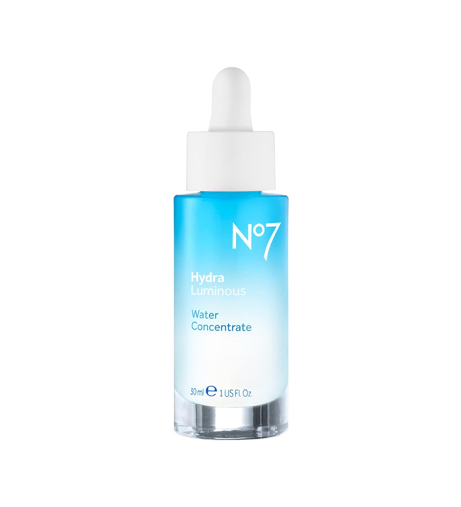 No7 HydraLuminous Water Concentrate - Hydrating Hyaluronic Acid Serum with Vitamin C & E for All Skin Types - 30ml Facial Skin Care - Buy Online on GoSupps.com