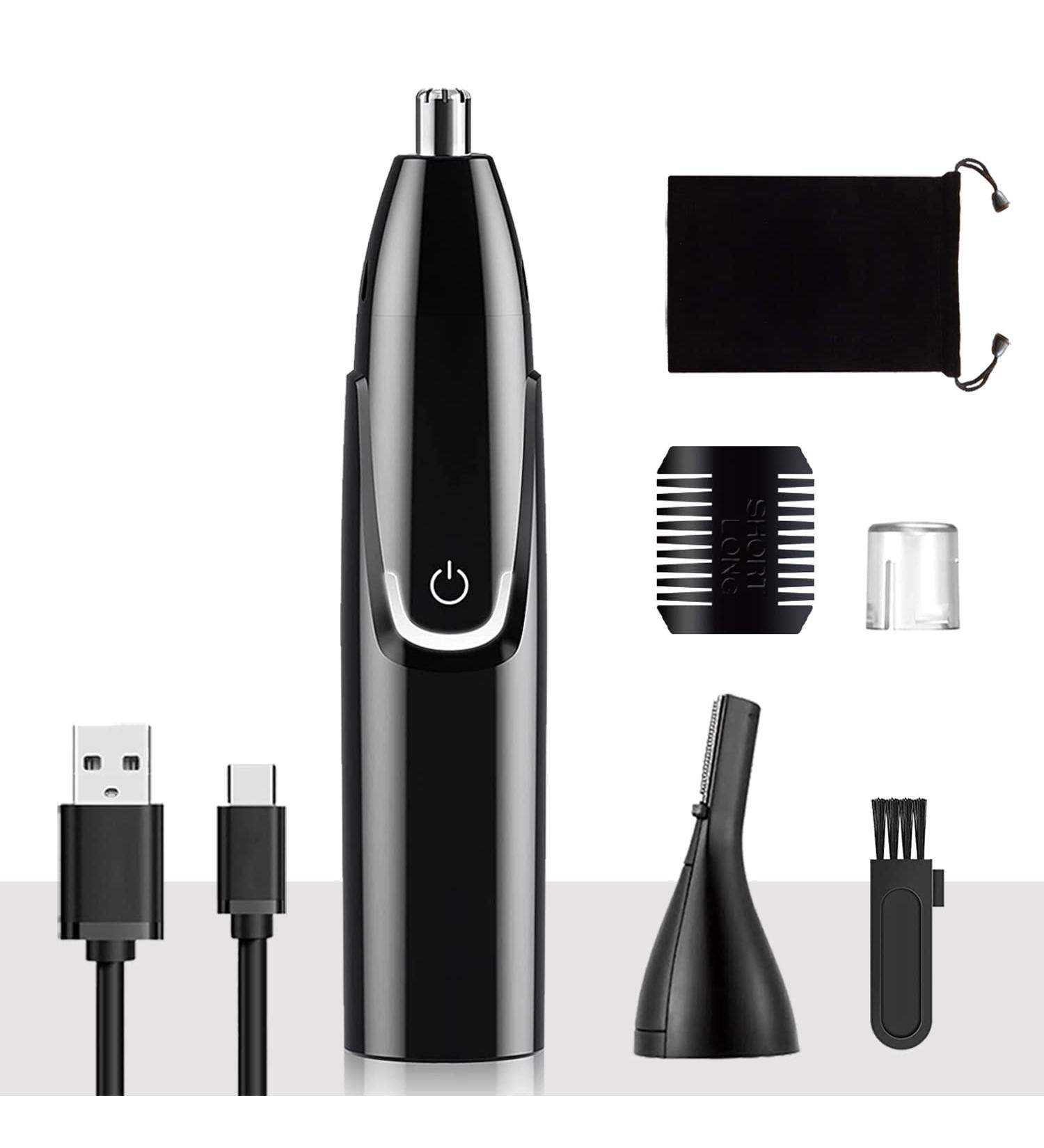 GOMINYUF Nose and Ear Hair Trimmer - Professional Wet/Dry Eyebrow & Facial Hair Clipper for Men & Women Hypoallergenic Dual Edge Blade 9000 RPM Quick Shave - Easy to Clean Black - Buy Online on GoSupps.com