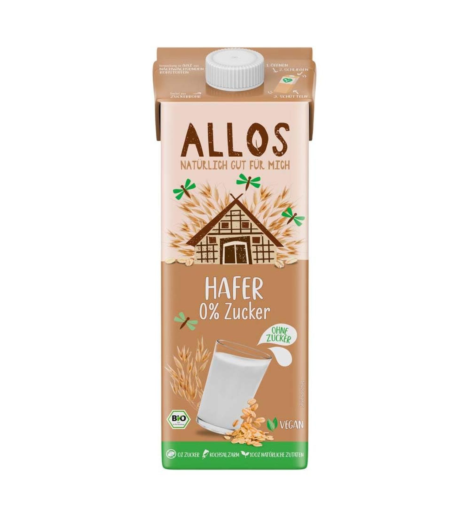 Allos Organic Oat 0% Sugar Drink (2 x 1 l) 1 l (pack of 2)