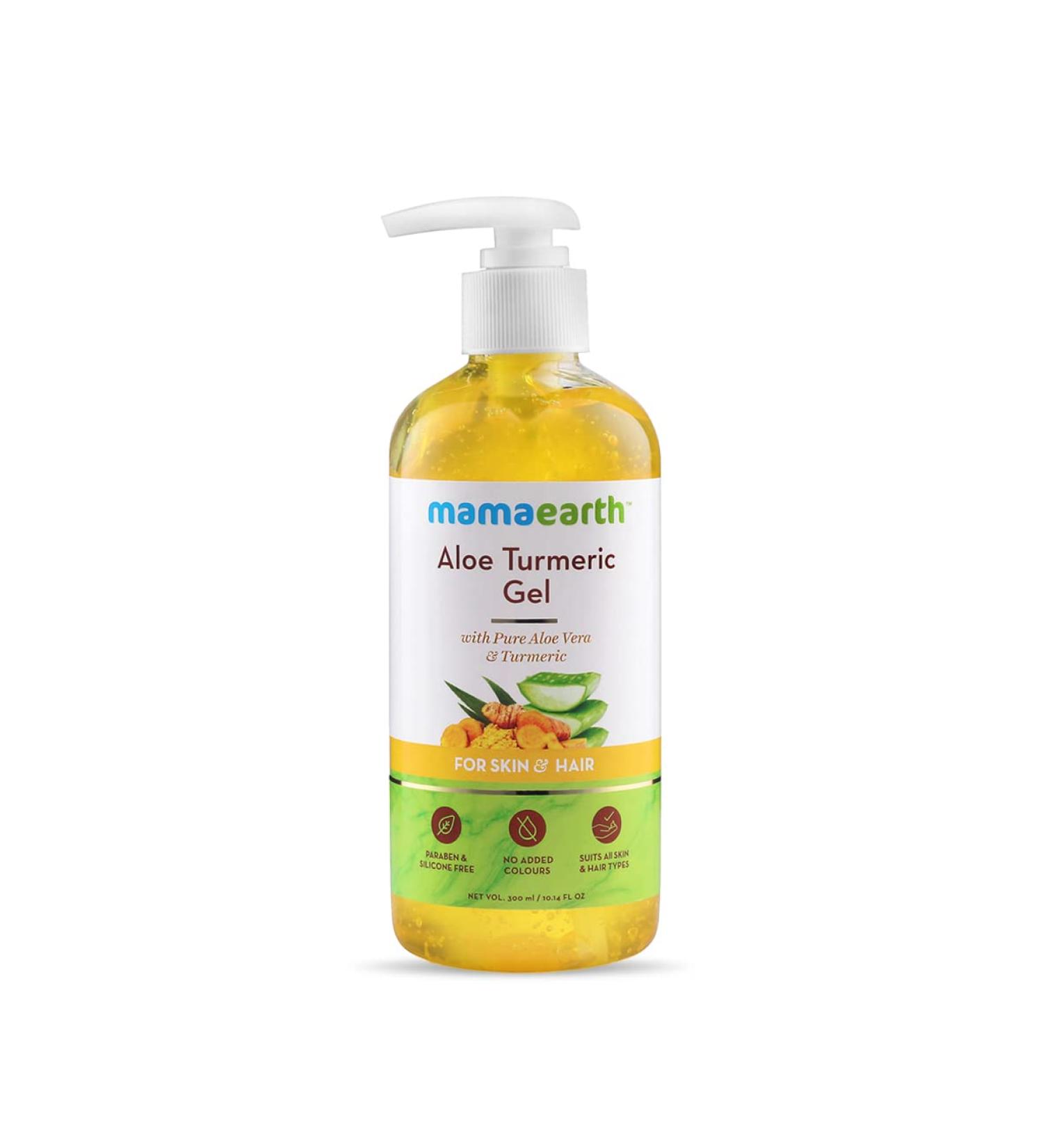 MAMAEARTH Aloe Turmeric Gel | With Pure Aloe Vera & Turmeric | 10.14 Fl Oz (300ml) 10.14 Fl Oz (Pack of 1) - Buy Online on GoSupps.com