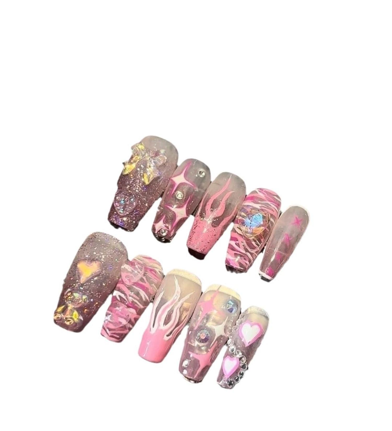 Handmade nail art sweet and spicy girl wearing nail whitening patches detachable fake nails(Size:L) 1 count (Pack of 1) - Buy Online on GoSupps.com