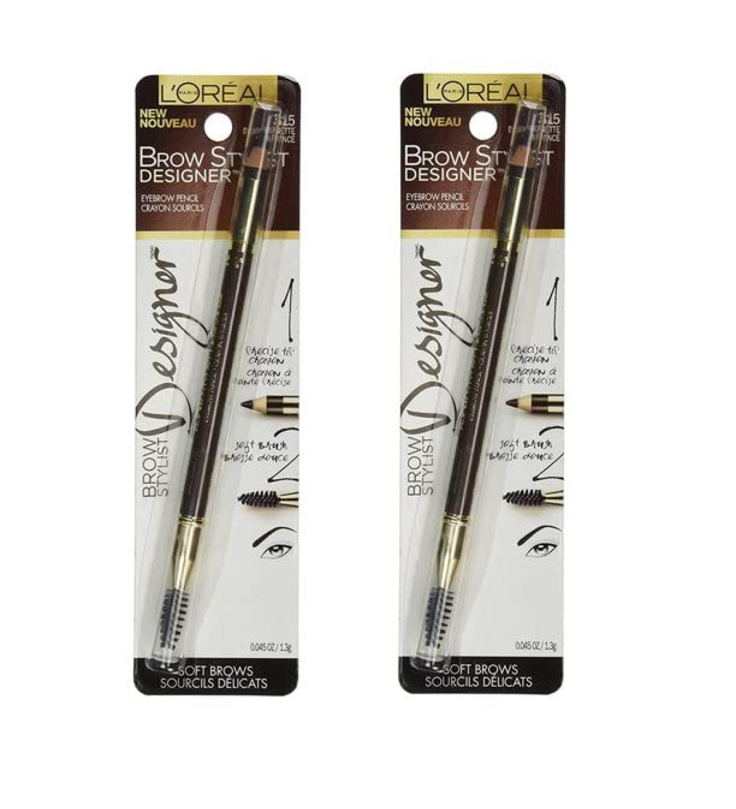 L'Oreal Paris Brow Stylist Designer Eyebrow Pencil Dark Brunette #315 - Pack of 2 - Buy Online on GoSupps.com