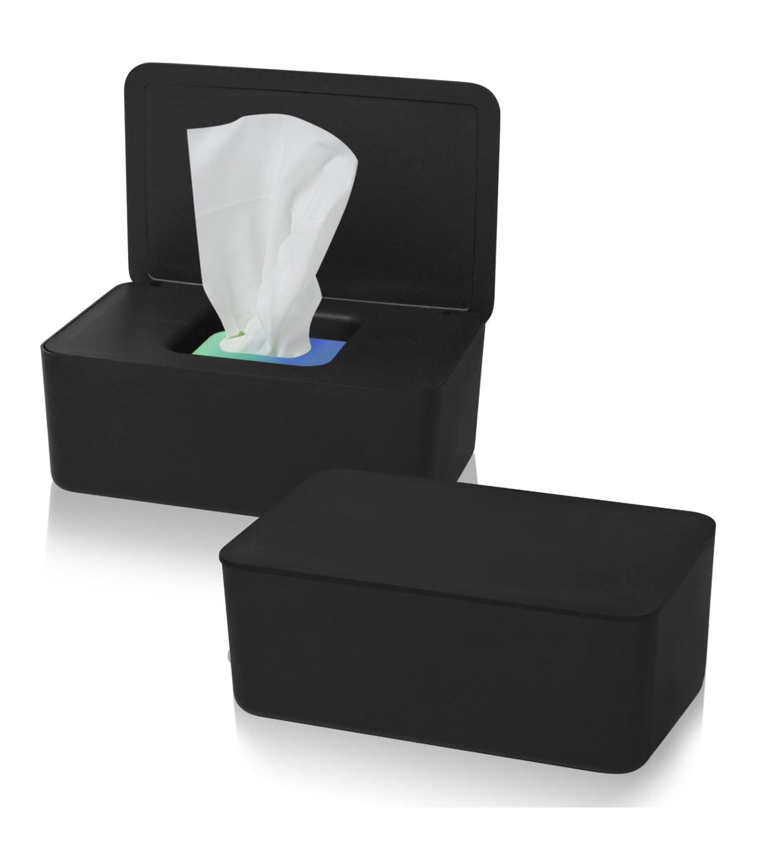 2-Piece Wet Wipes Box Set - Stylish Black Tissue & Napkin Storage for Home & Office - Buy Online on GoSupps.com