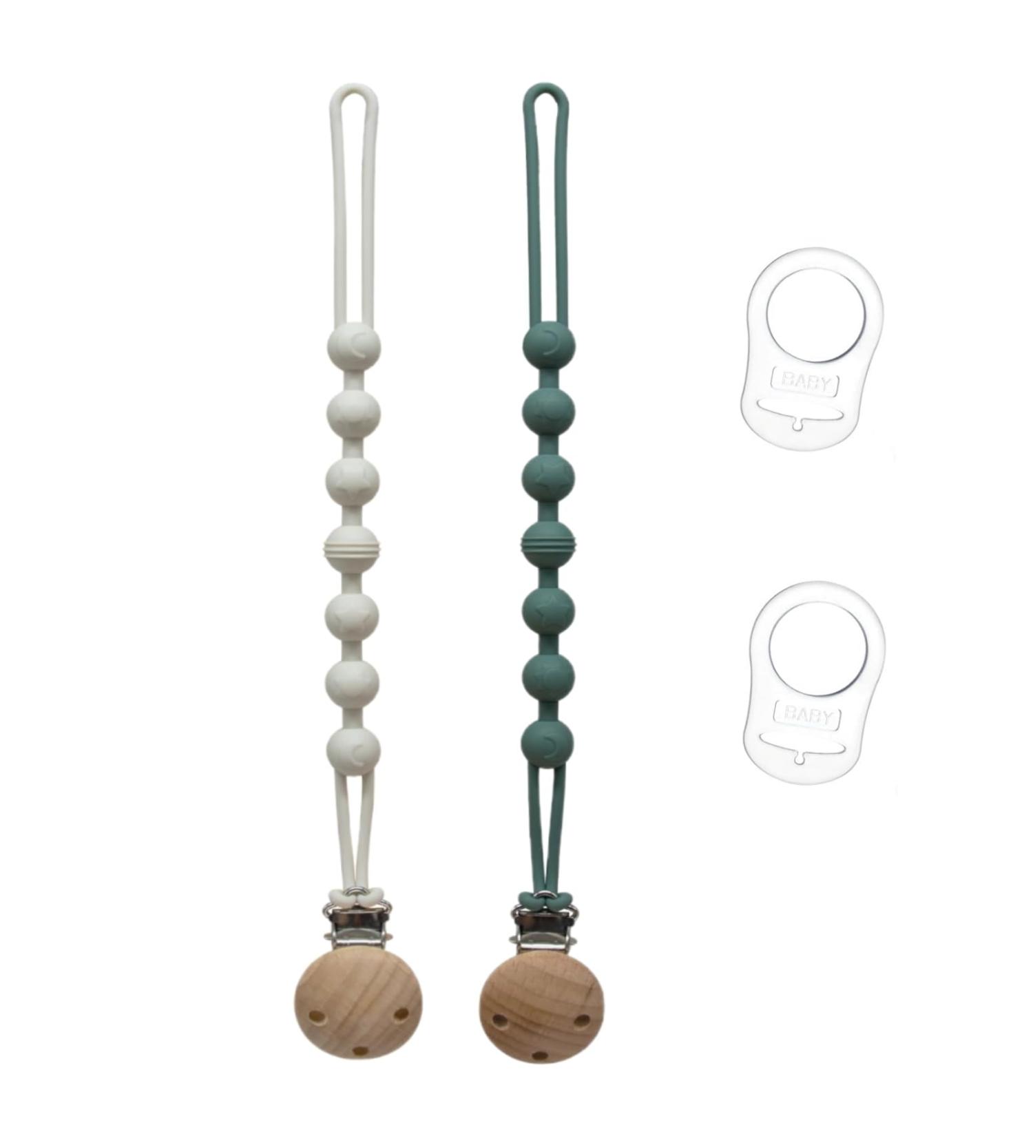 Pack of 2 BPA-Free Silicone Pacifier Chains & Clips | Safe Pacifier Holder Set for Babies - Buy Online on GoSupps.com