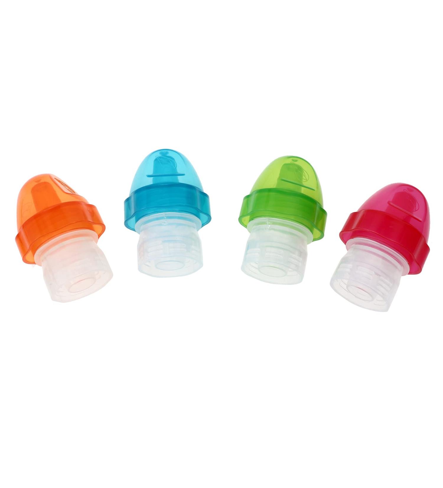 4Pcs Reusable Colorful Plastic Water Bottle Caps - Spill Proof Covers for Kids and Toddlers - Buy Online on GoSupps.com