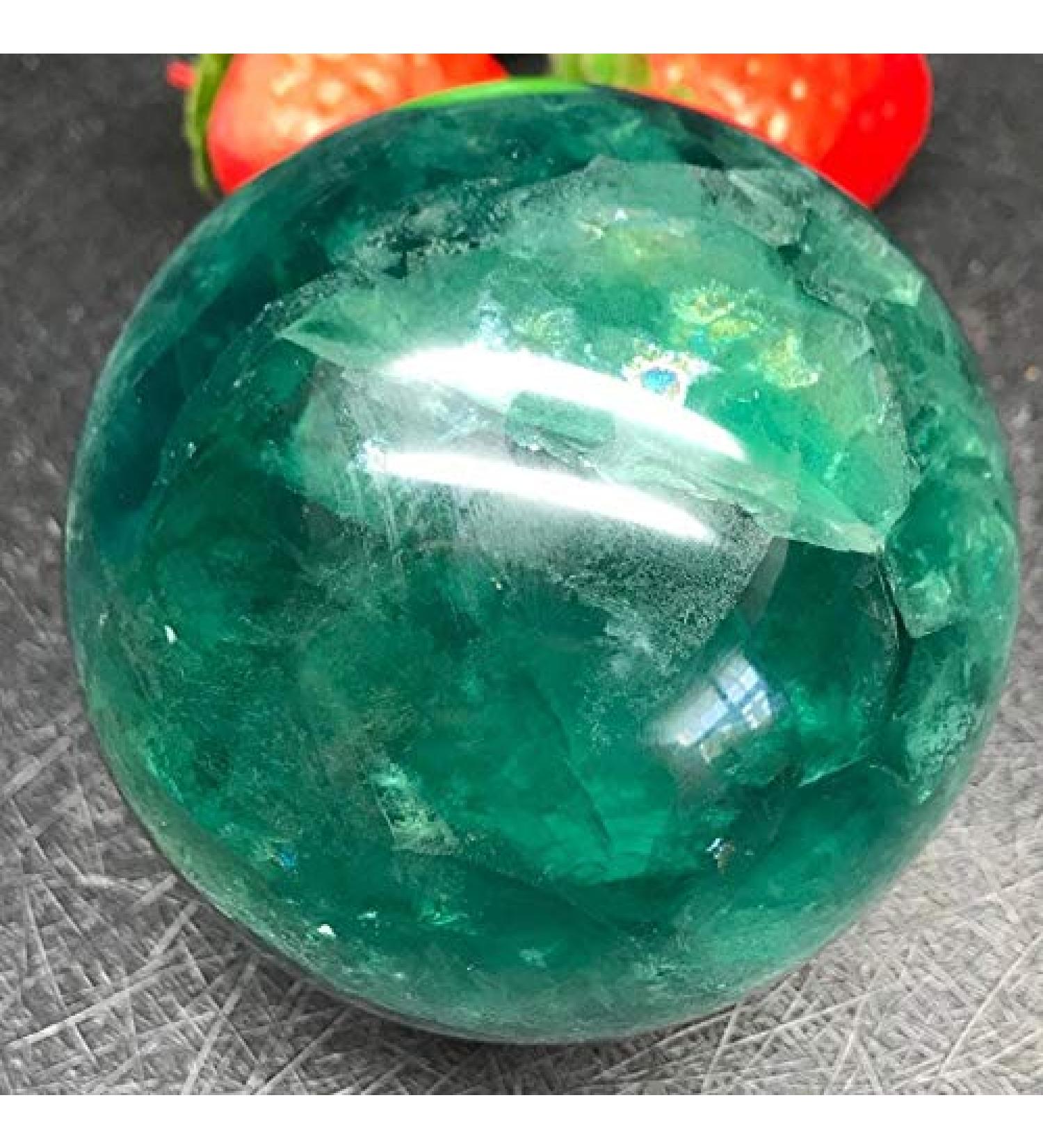 Gemstones for Decoration 50mm Natural Green Fluorite Quartz Crystal Ball Aura Crystal - Buy Online on GoSupps.com