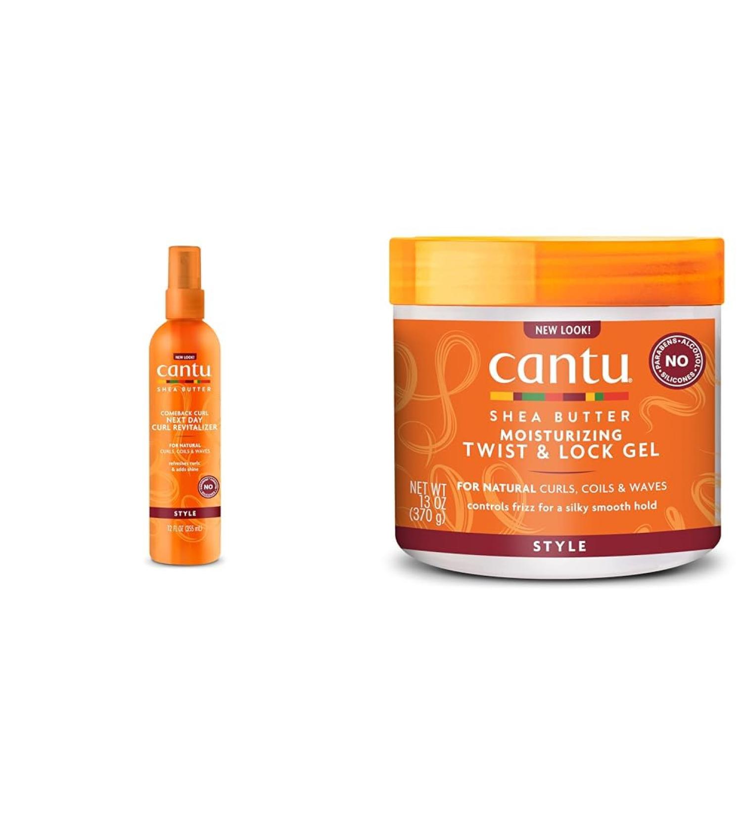 Cantu Comeback Curl Revitalizer Mist 12 oz & Twist & Lock Gel with Shea Butter for Natural Hair 13 oz - Buy Online on GoSupps.com