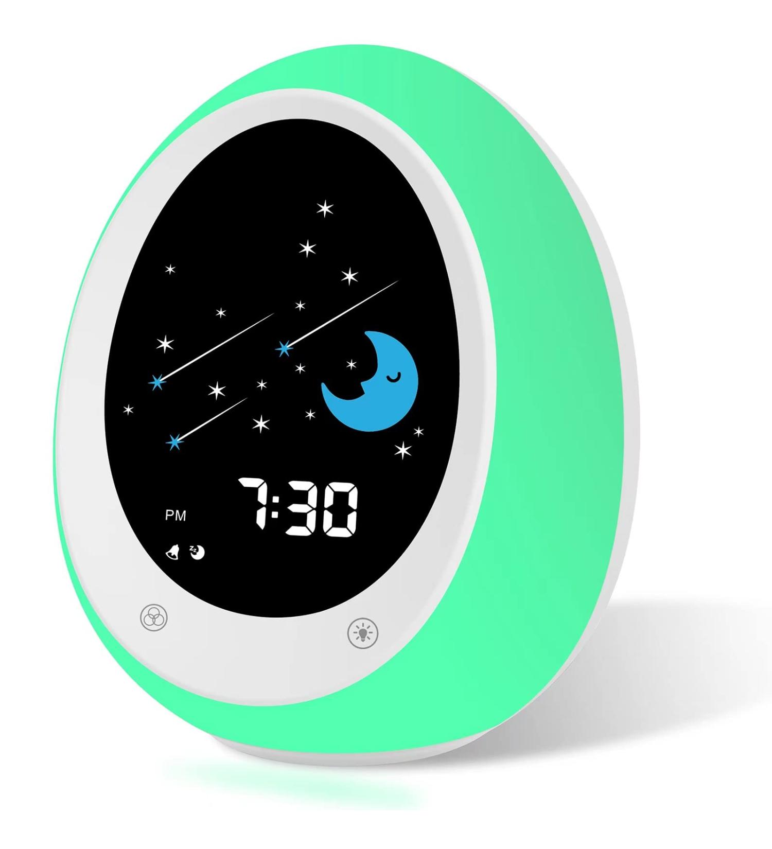 Kids Alarm Clock Toddler Sleep Training Clock with Sun & Moon Sound Machine Night Light Time to Wake Alarm Clock for Children - Buy Online on GoSupps.com
