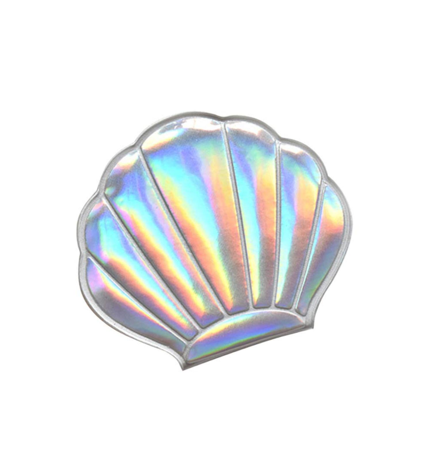 Minkissy Shell Shape Double-Sided Compact Makeup Mirror - Stylish PU Leather Travel Mirror for Women & Girls (Silver) - Buy Online on GoSupps.com