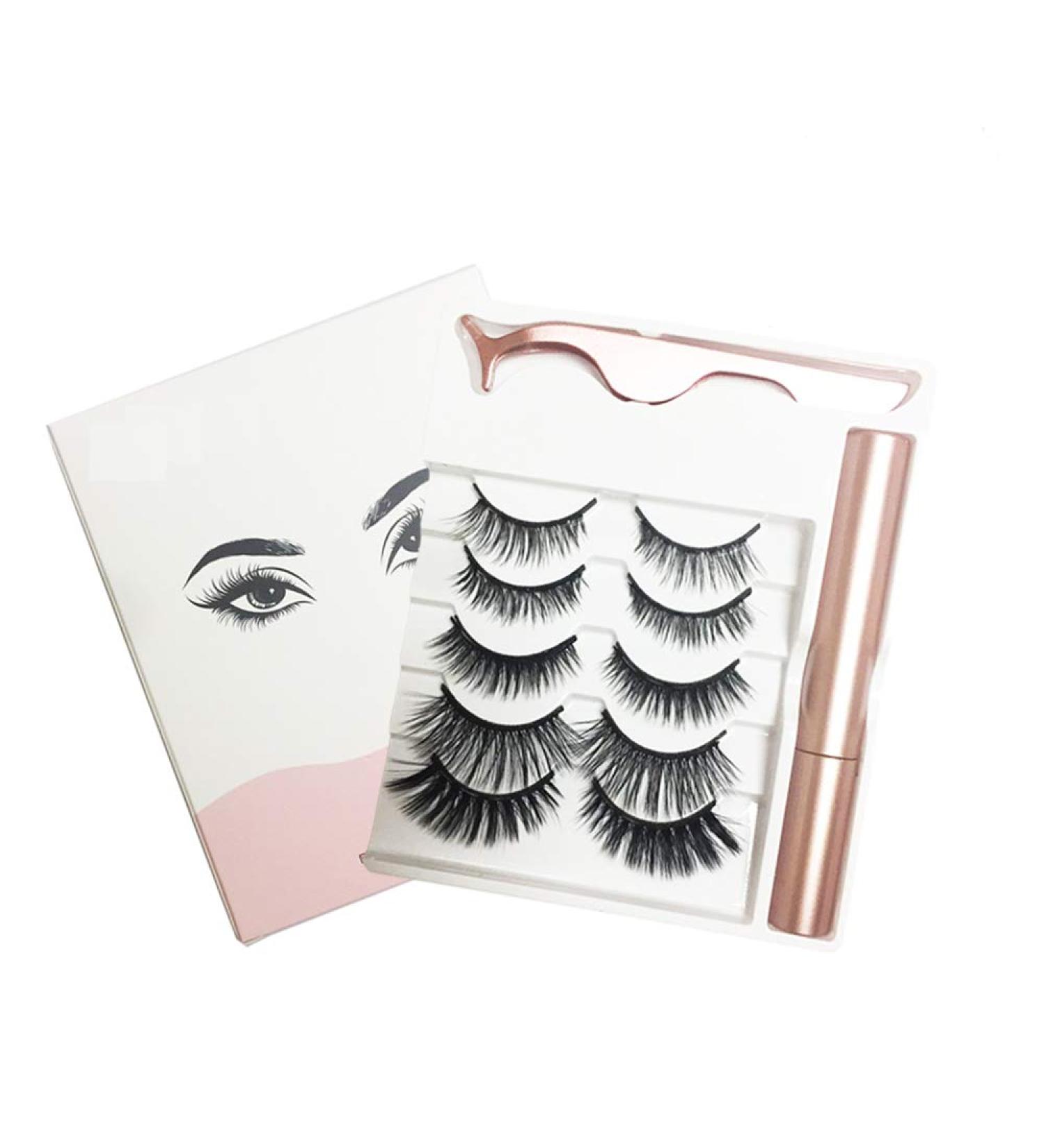 Magnetic Eyeliner Eyelashes Kit 2 PCS Waterproof Magnetic Liquid Eyeliner with Tweezers 5 Pairs Upgraded Magnetic False Eyelash with 5 magnets for Long Lasting Natural and Glamorous Look (3 Pairs) - Buy Online on GoSupps.com