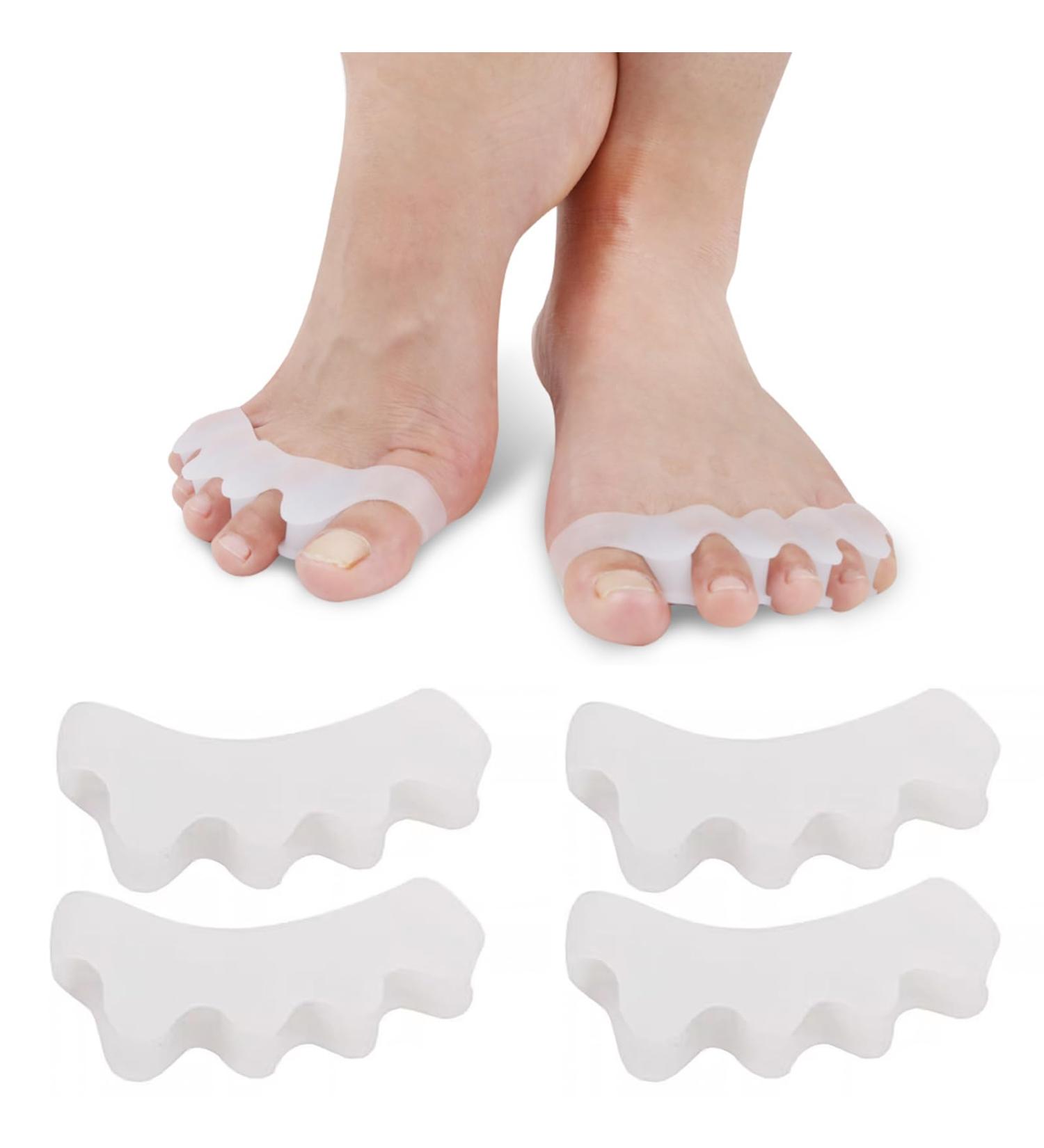 Silicone Toe Separators (2 Pair) - Toe Straighteners and Spacers for Curled, Overlapping Toes - Toe Stretcher for Toe Relief and Foot Restoration - White - Buy Online on GoSupps.com