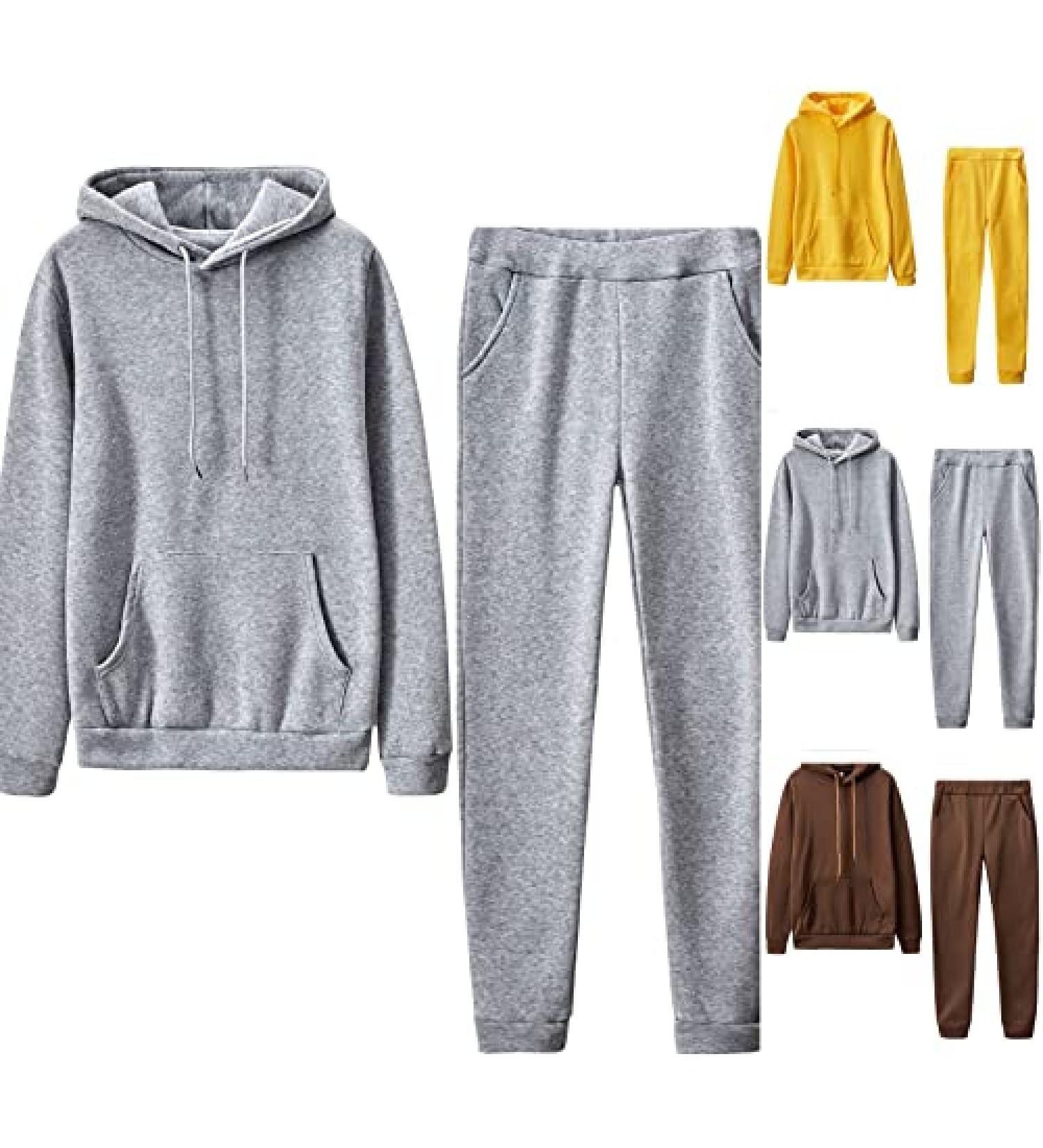 oelaio Women's Hooded Sweatshirt and Sweatpants Set | 2 Piece Tracksuit Outfit | S-3XL | Gray - Buy Online on GoSupps.com