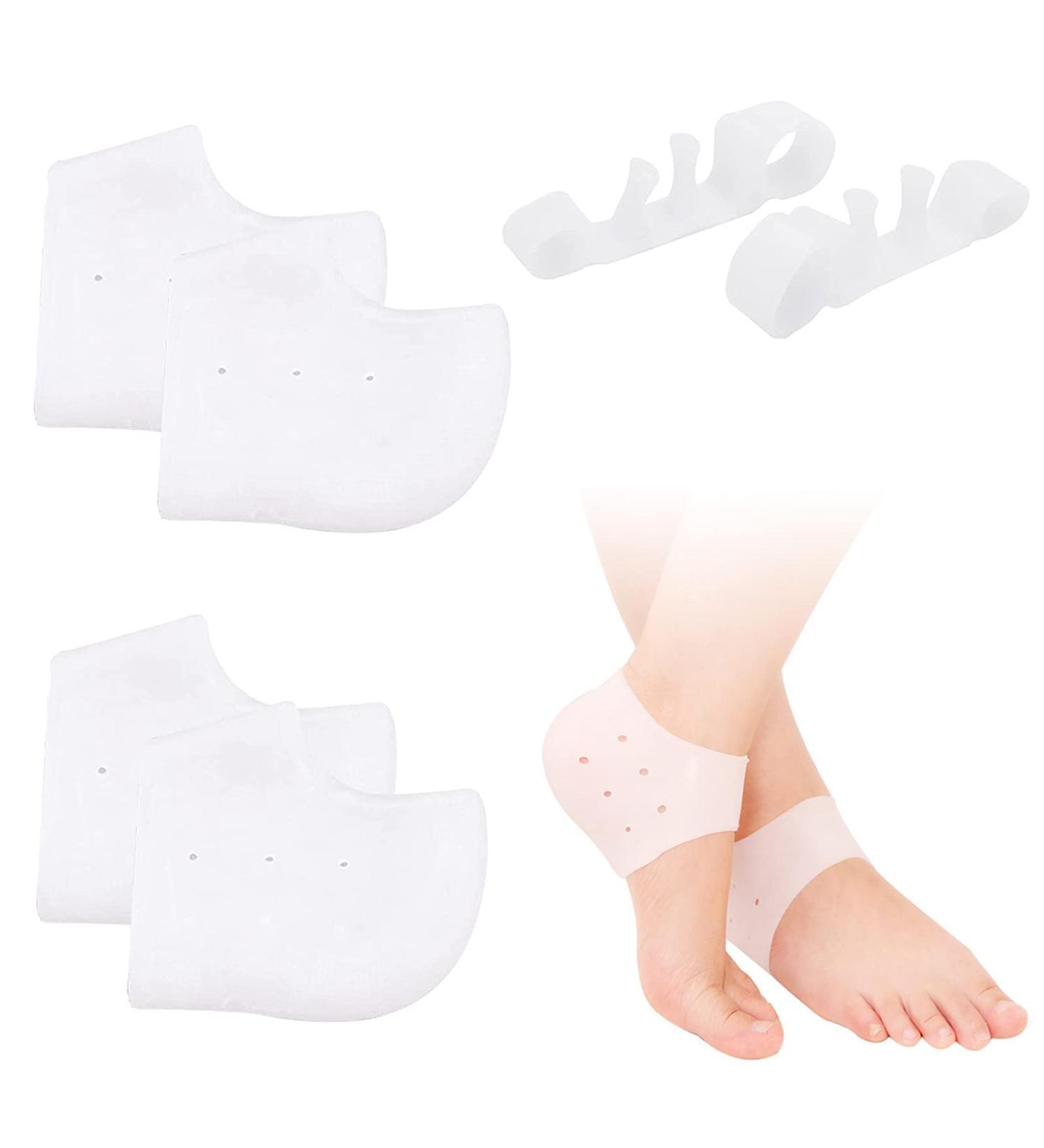 Tougod Silicone Heel Protection & Toe Cuffs for Fasciitis Relief - 3 Pairs Gel Cushions for Men & Women - Buy Online on GoSupps.com