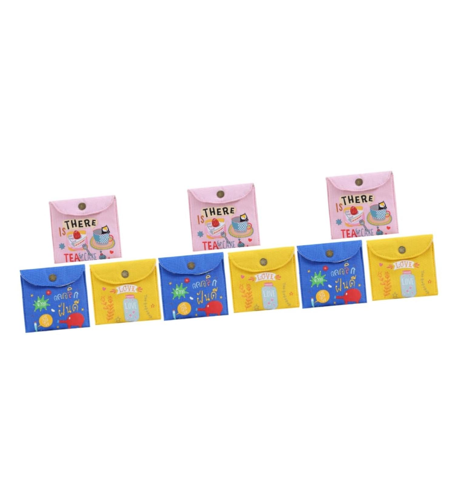 Cabilock 9 Pcs Sanitary Napkin Storage Bag Coin Purse Set for Women - Canvas Diaper Organizer and Change Purse - Miss Blue Yellow Rosyx, 13.3x12.7x0.2cm - Buy Online on GoSupps.com