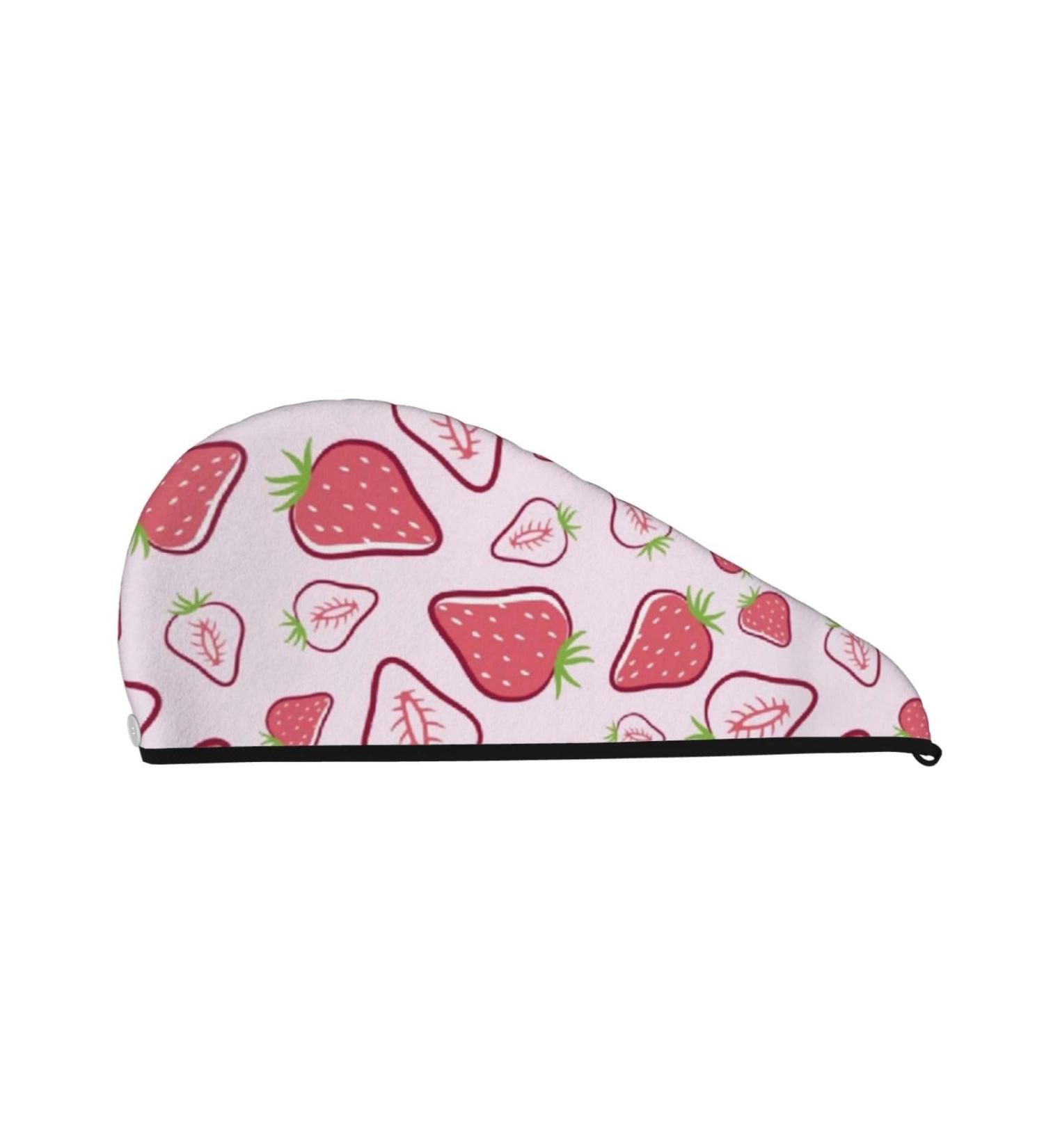 Buy Pink Strawberry Hair Towel Wrap | Absorbent Hair Turban for Curly Long Thick Hair - One Size - Buy Online on GoSupps.com